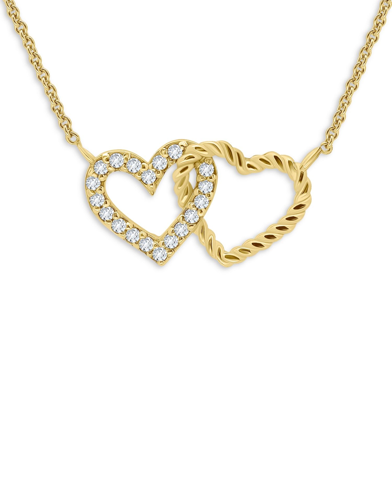 Double Interlocking Hearts Necklace, 16' - Exclusive