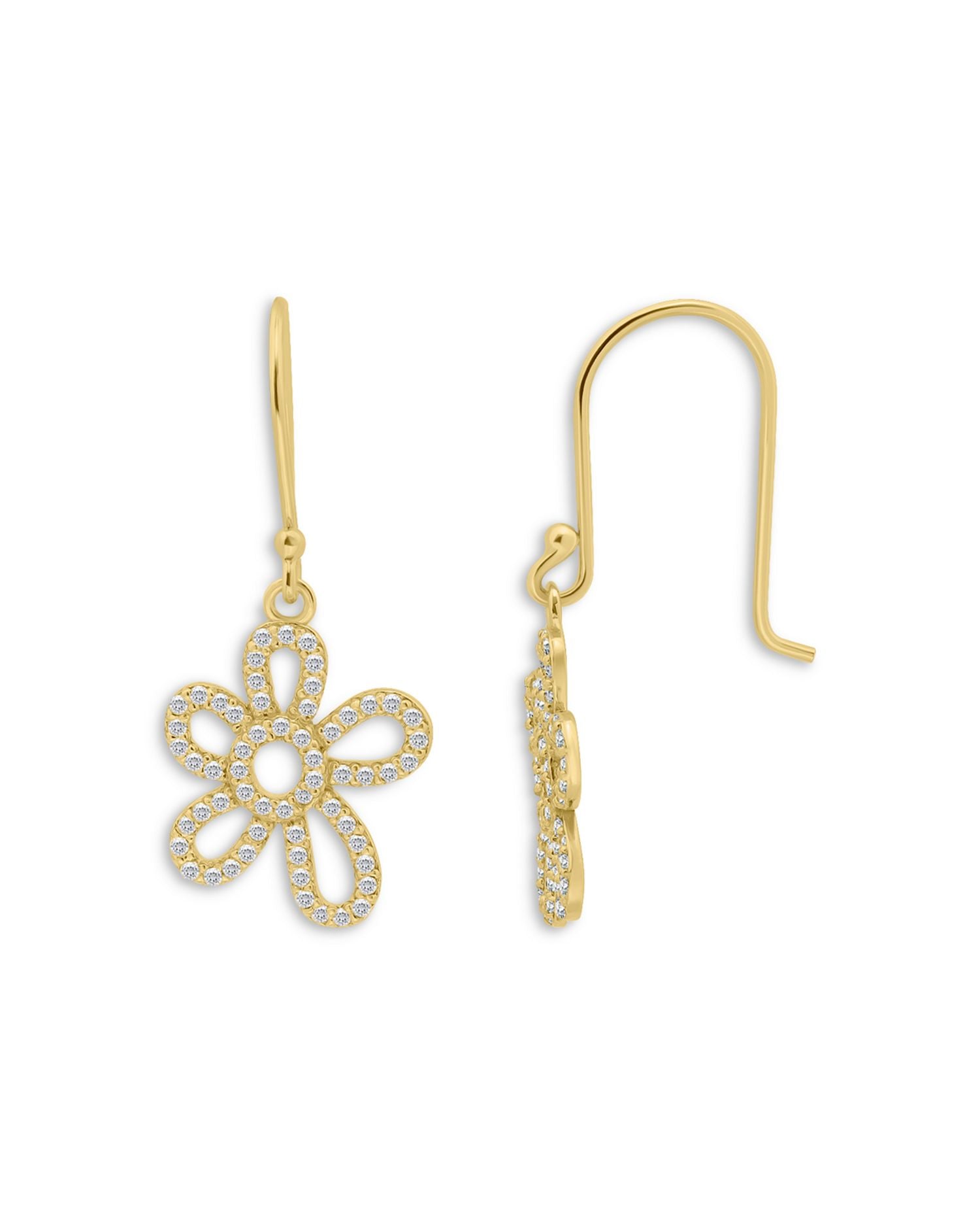Pavé Open Flower Drop Earrings, 0.8'L - Exclusive