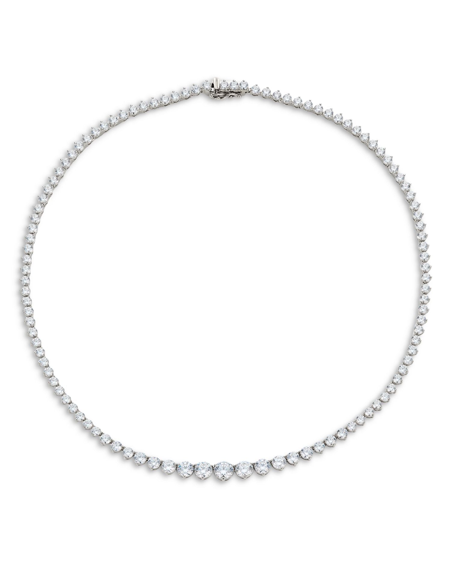 Graduated Cubic Zirconia Tennis Necklace, 16"