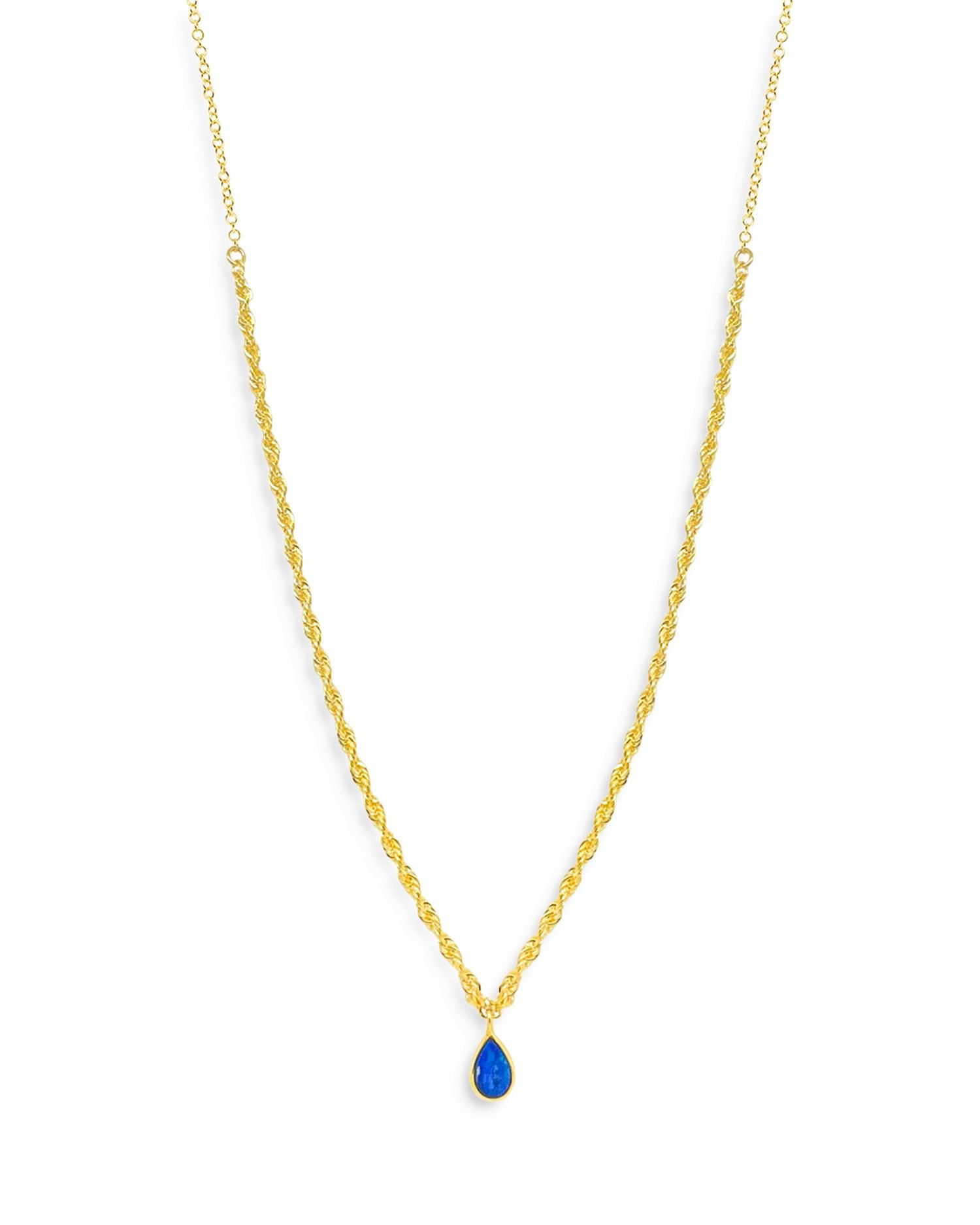 14K Yellow Gold Dainty Opal Necklace, 18'