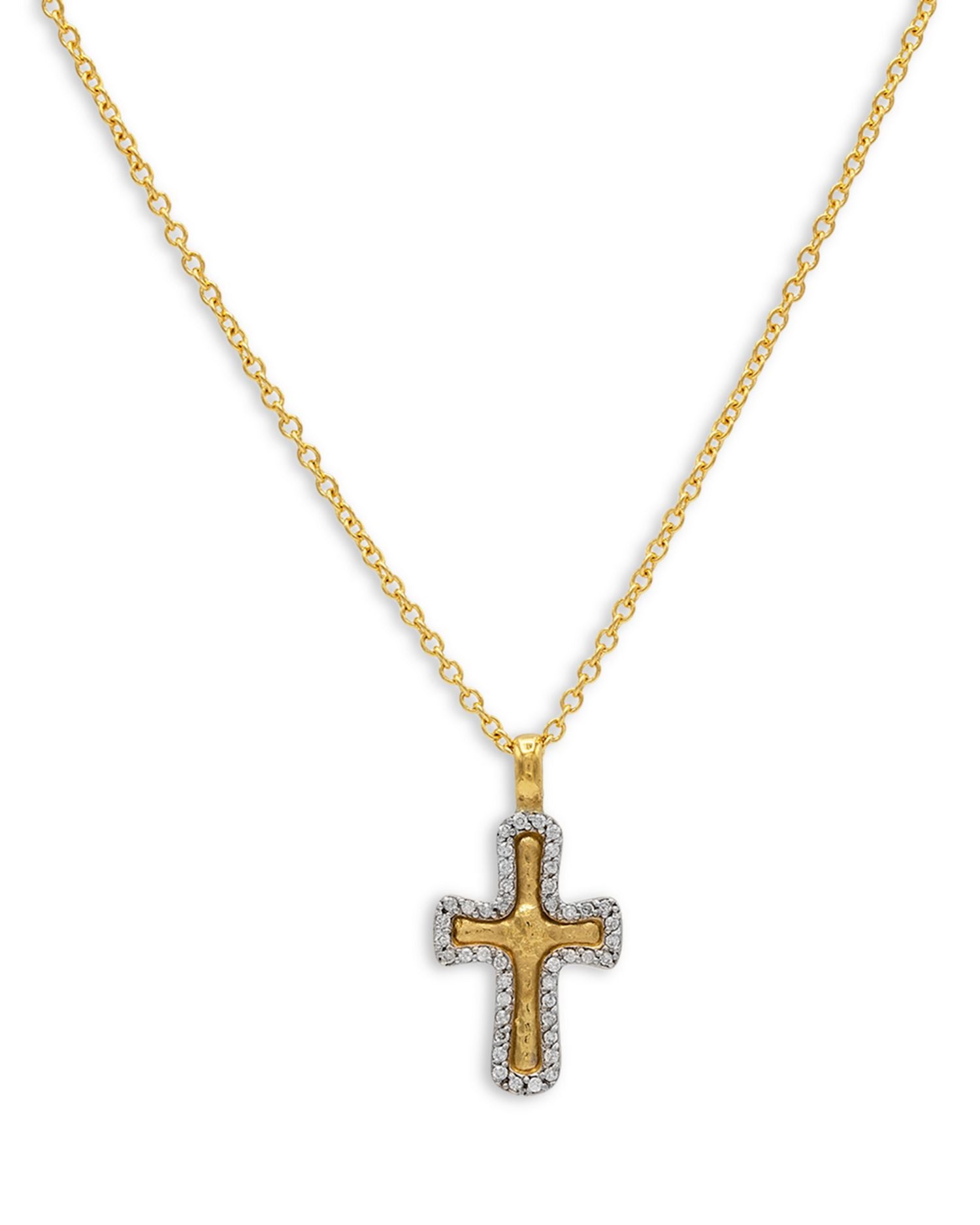 18K, 22K & 24K Yellow Gold Cross Diamond Cross Pendant Necklace, 16'-18'