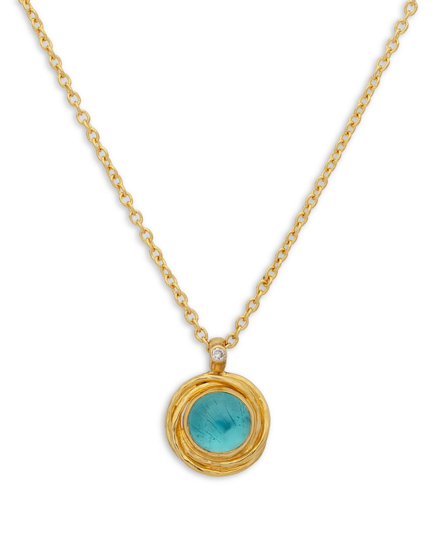 22K & 24K Yellow Gold Muse Apatite & Diamond Pendant Necklace, 16'-18'
