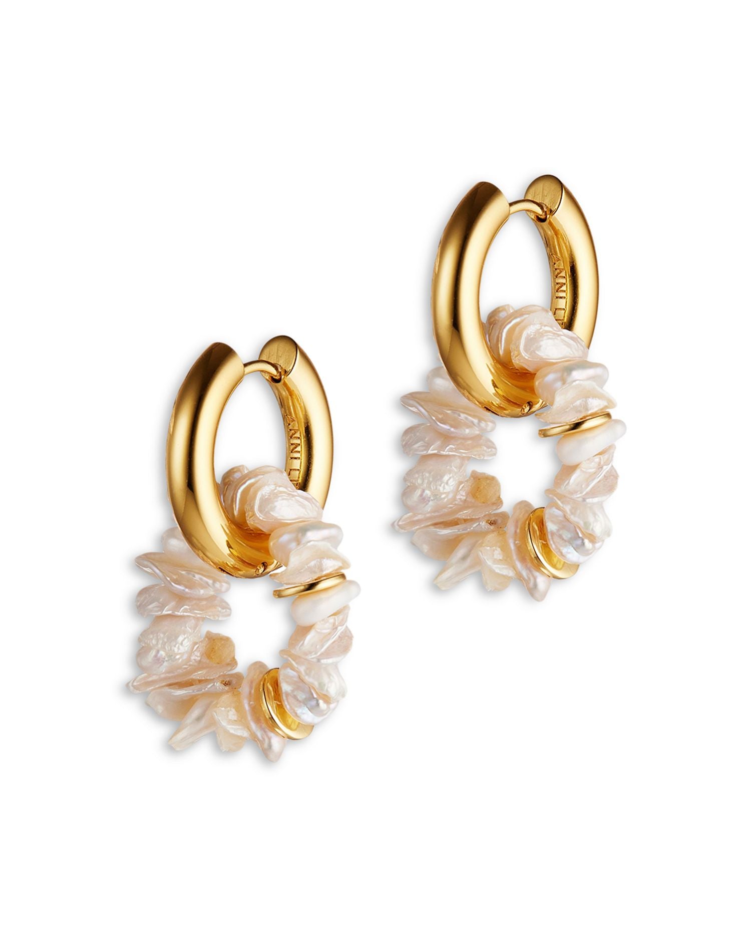 Pearl Power Cultured Freshwater Keshi Pearl Charm Hoop Earrings