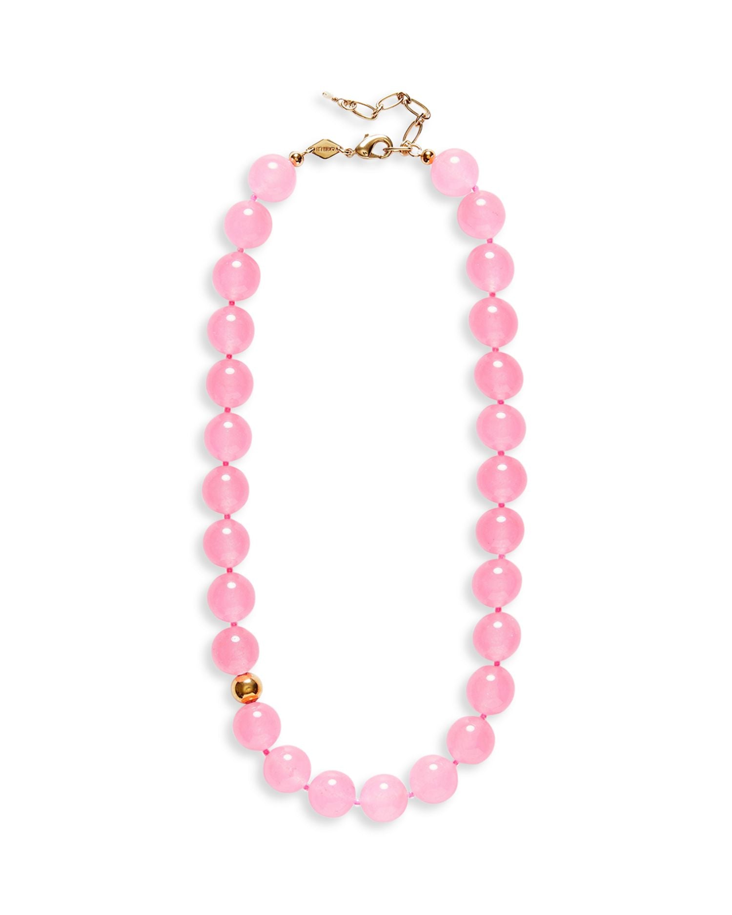 Pink Bubbles Mixed Bead Collar Necklace, 15.55"-17.32"