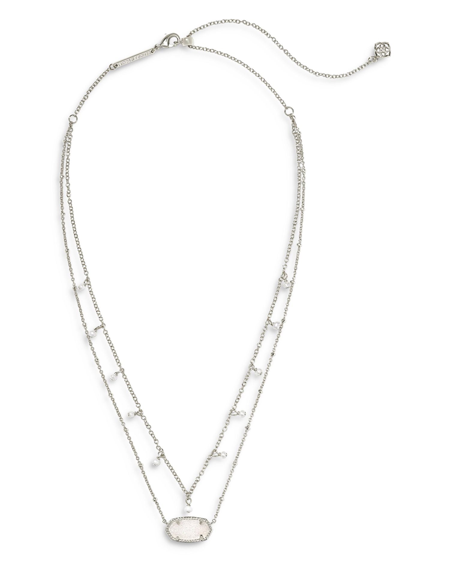 Elisa Cultured Freshwater Pearl & Drusy Stone Adjustable Layered Necklace, 19'