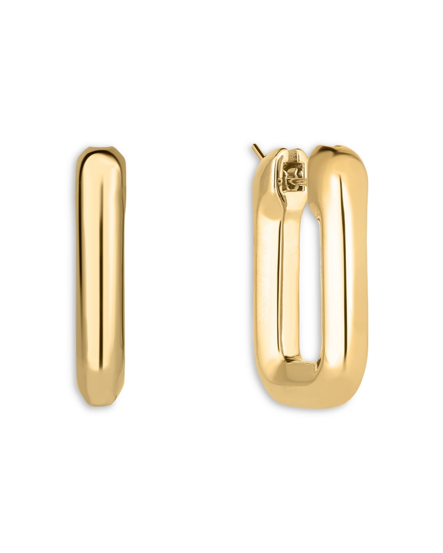 18K Yellow Gold Designer Gold Small Square Hoop Earrings