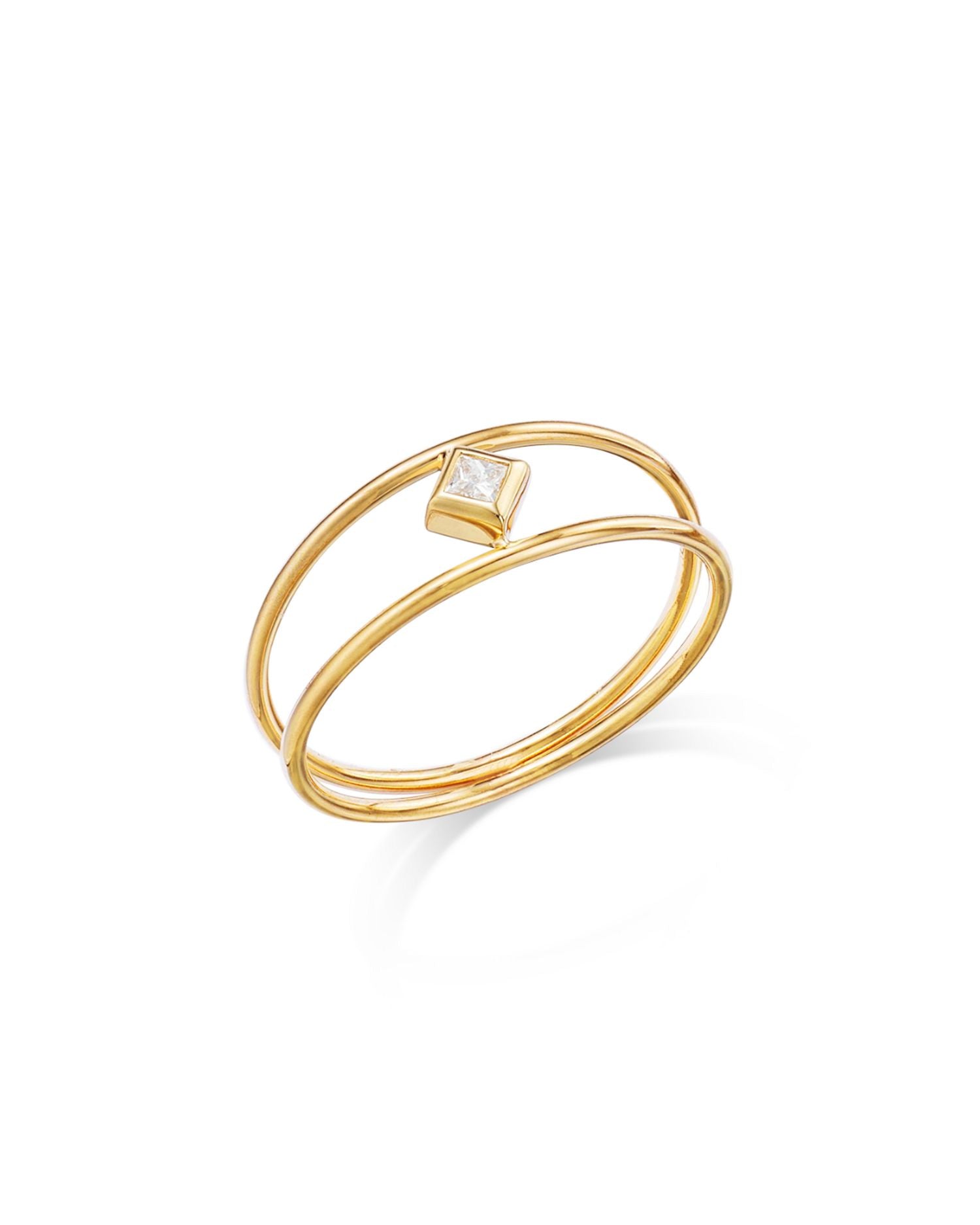 14K Yellow Gold Princess Diamonds Diamond Double Band Ring