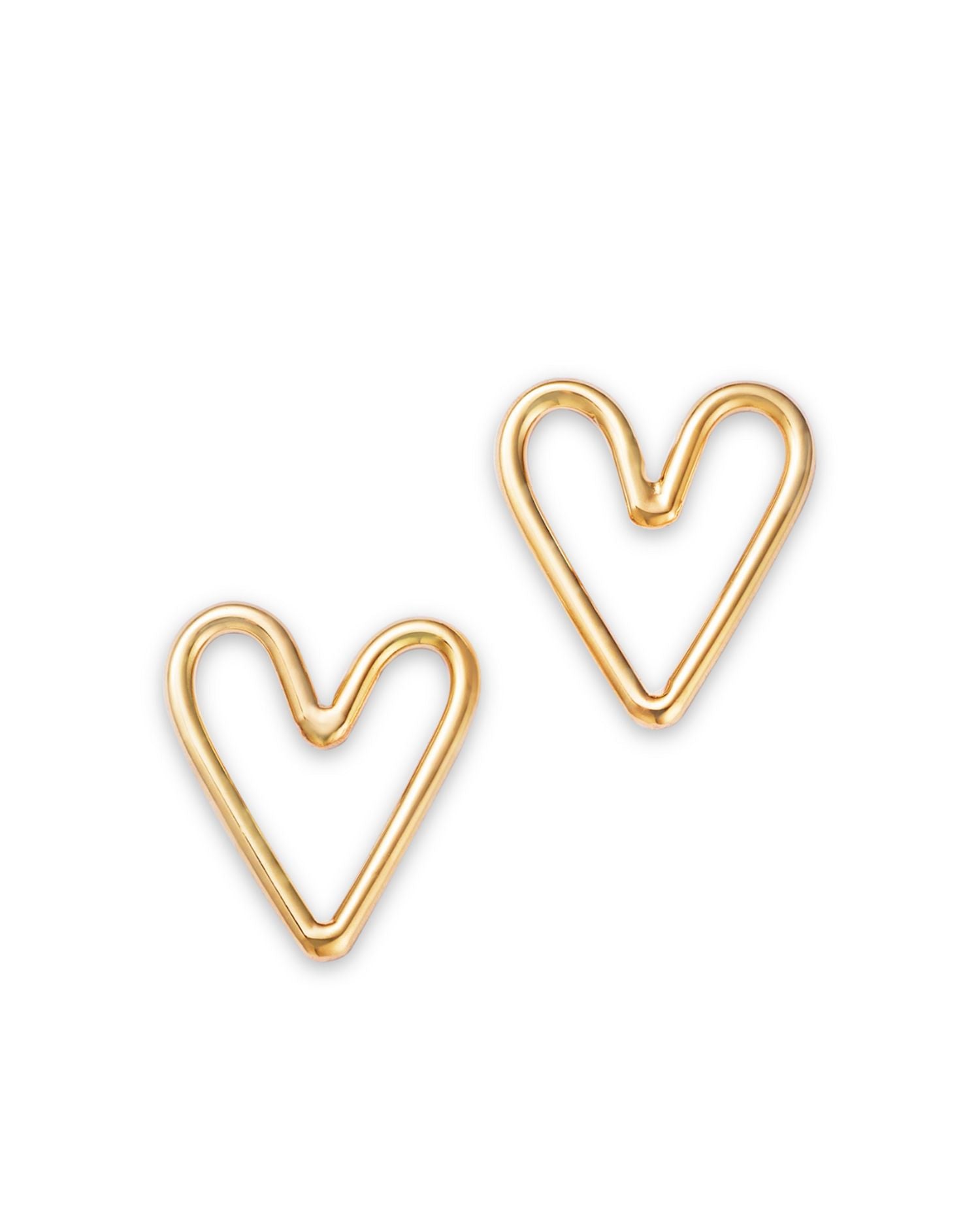 14K Yellow Gold Classic Open Heart Stud Earrings