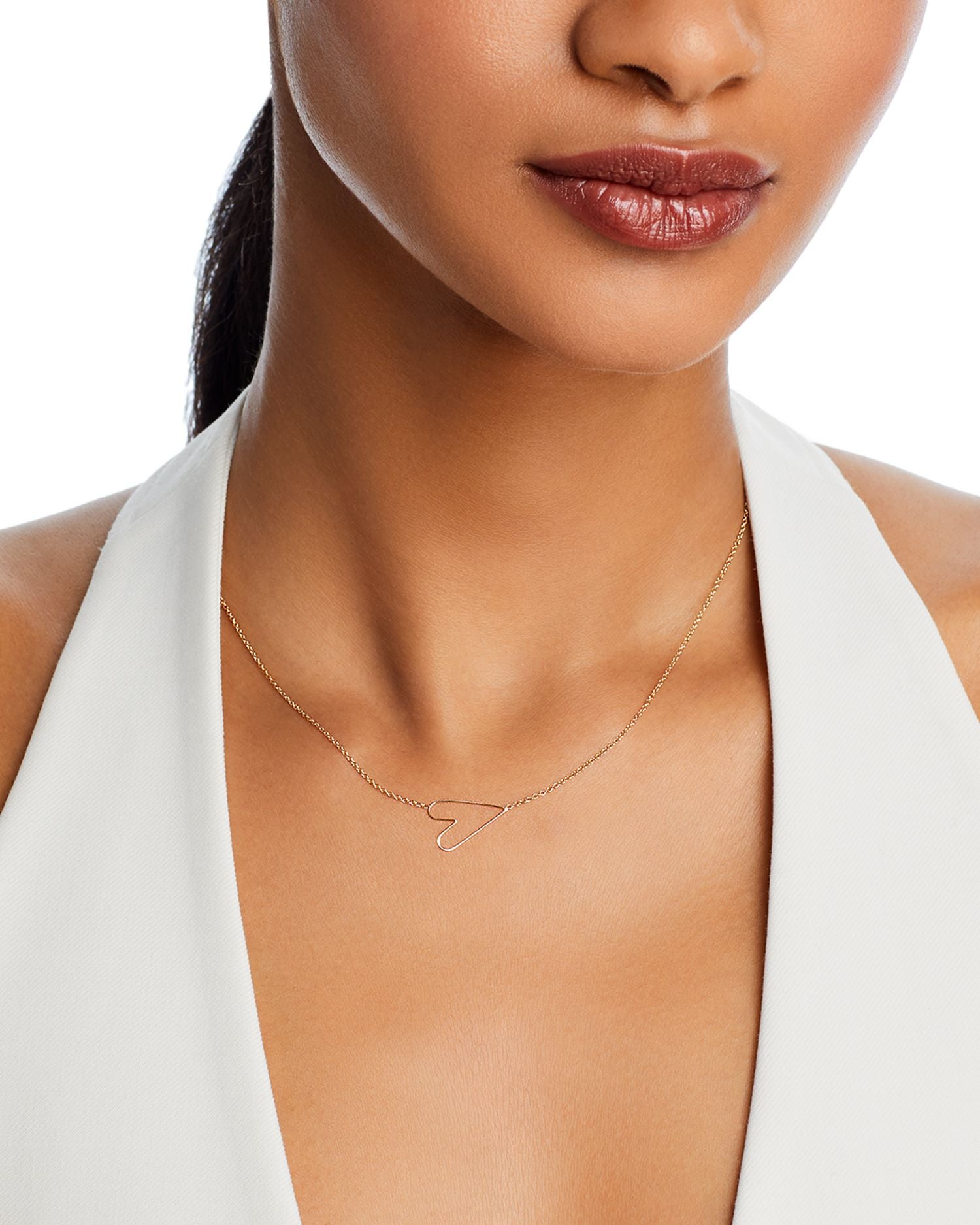 Classic Hammered Heart Necklace in 14K Yellow Gold, 14'
