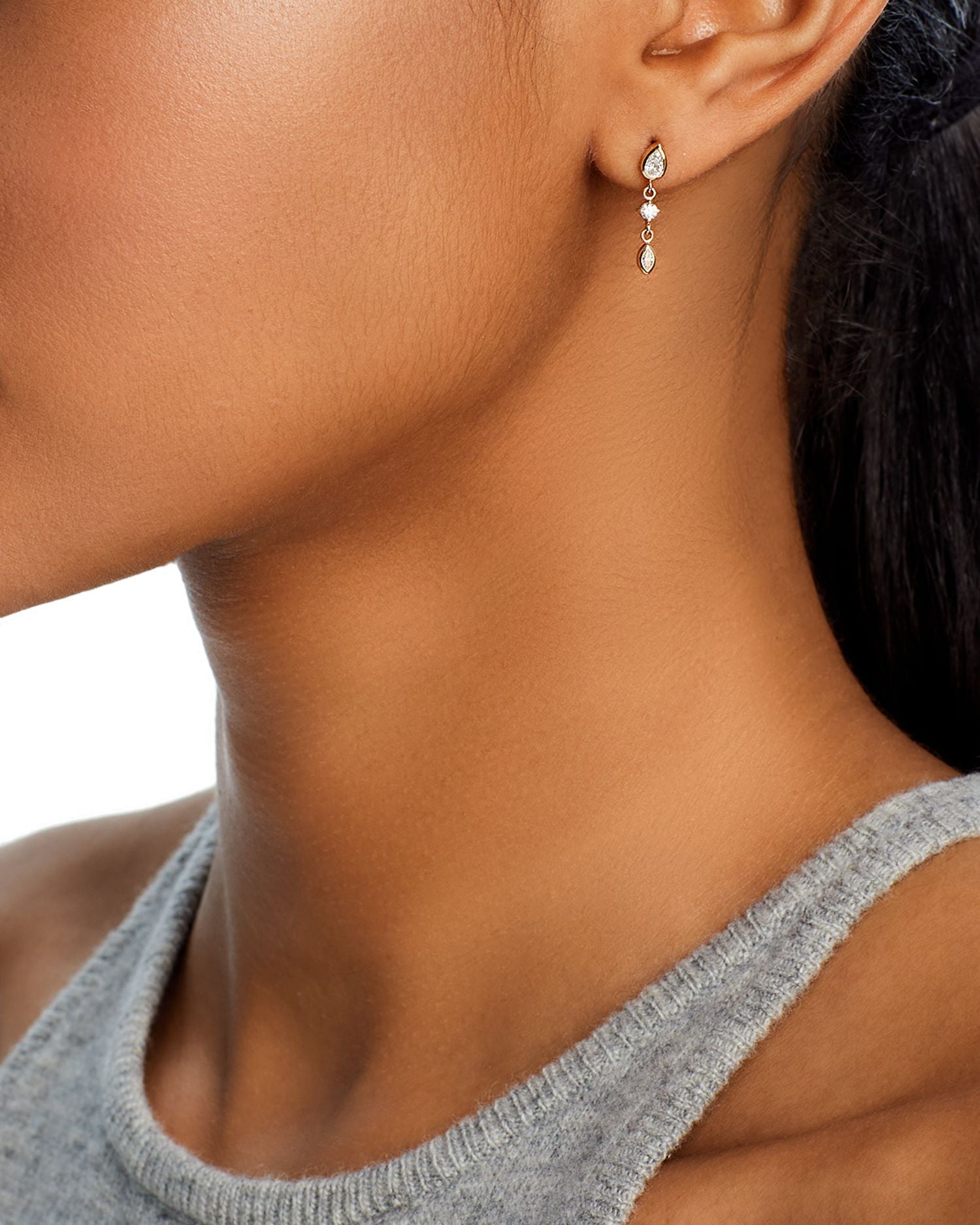 14K Yellow Gold Paris Diamond Mixed Cut Drop Earrings