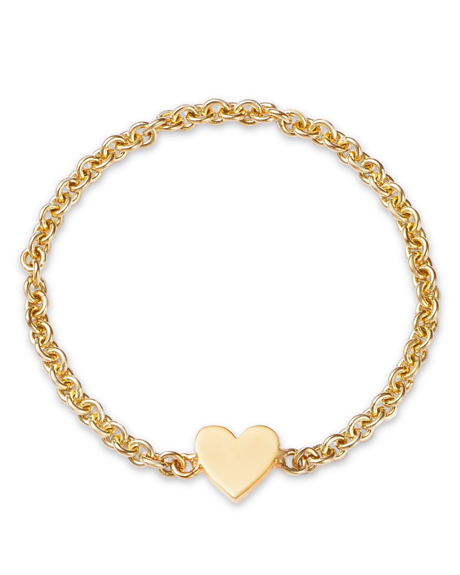 14K Yellow Gold Itty Bitty Symbols Heart Chain Ring