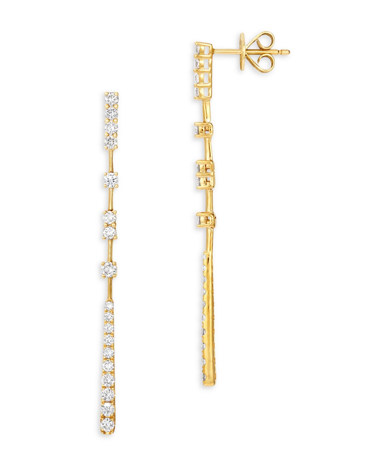 Diamond Linear Drop Earrings in 14K Yellow Gold, 0.85 ct. t.w.