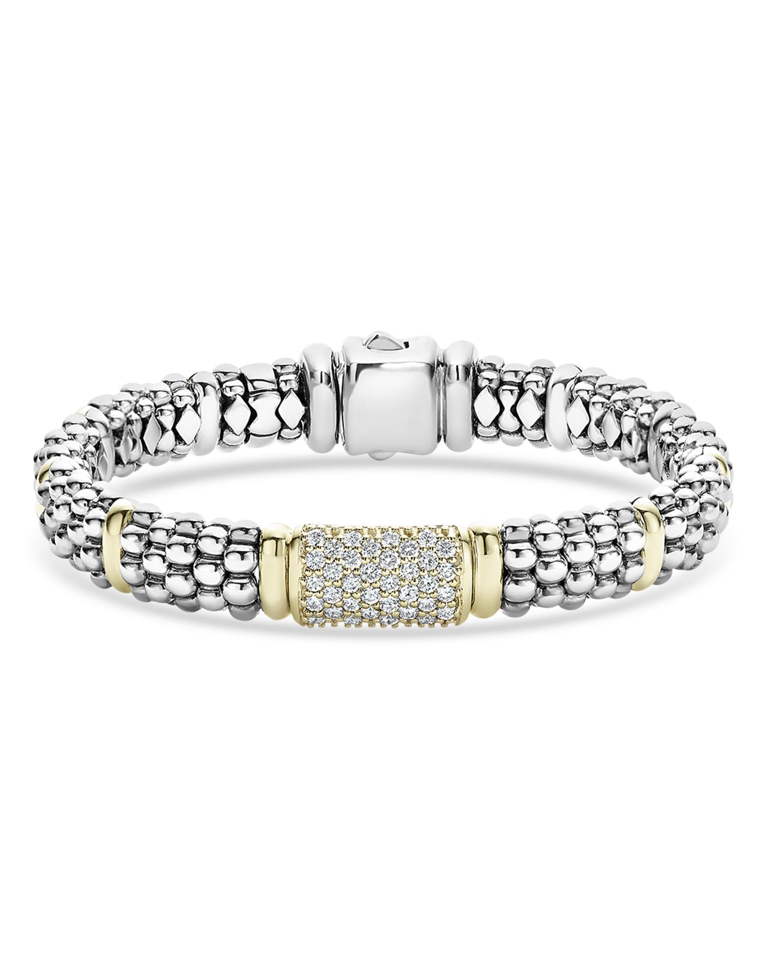 Lagos Caviar Oval Rope Bracelet with 18 Kt. Stations and Diamonds