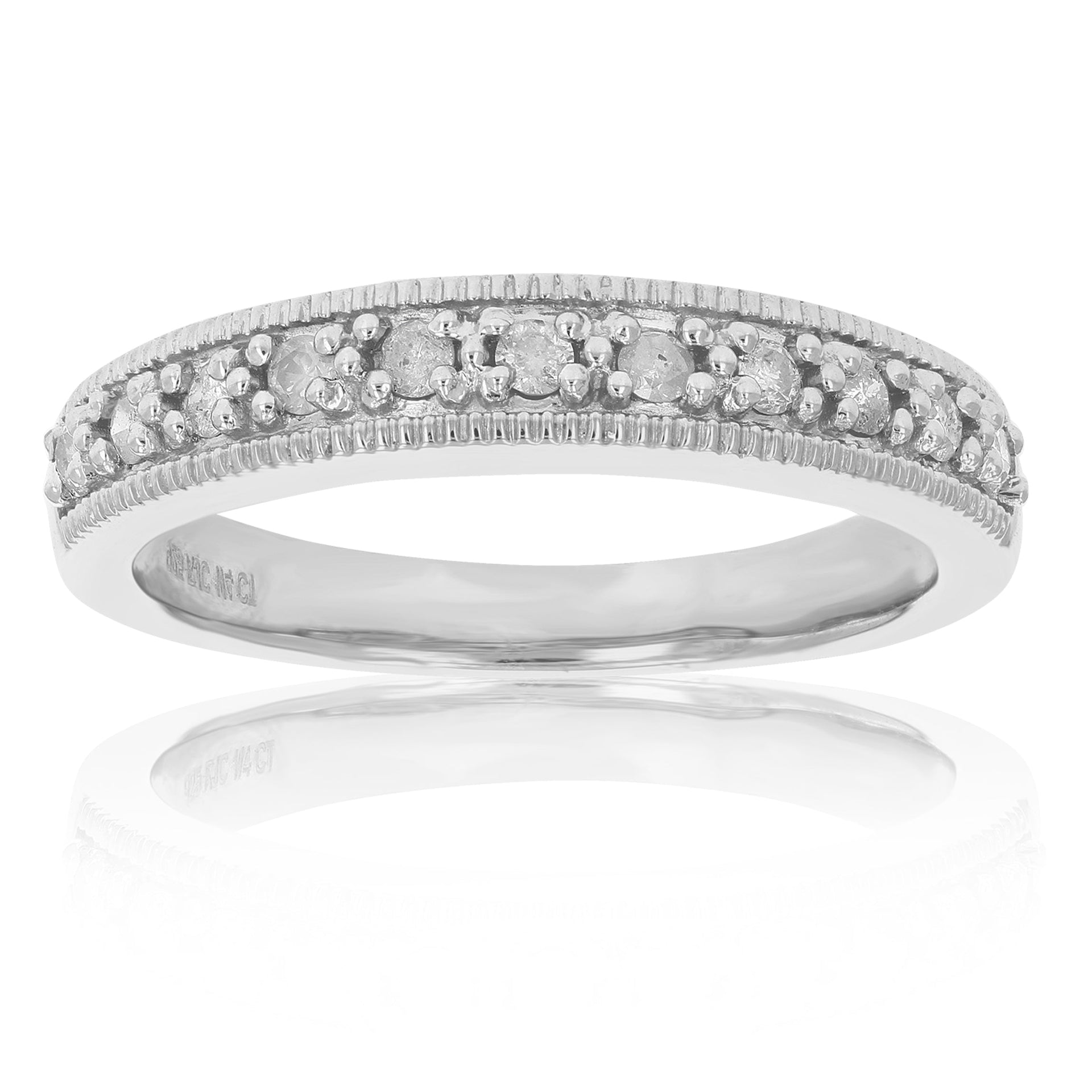 1/4 cttw Diamond Ring Wedding Band in .925 Sterling Silver with Rhodium Prong