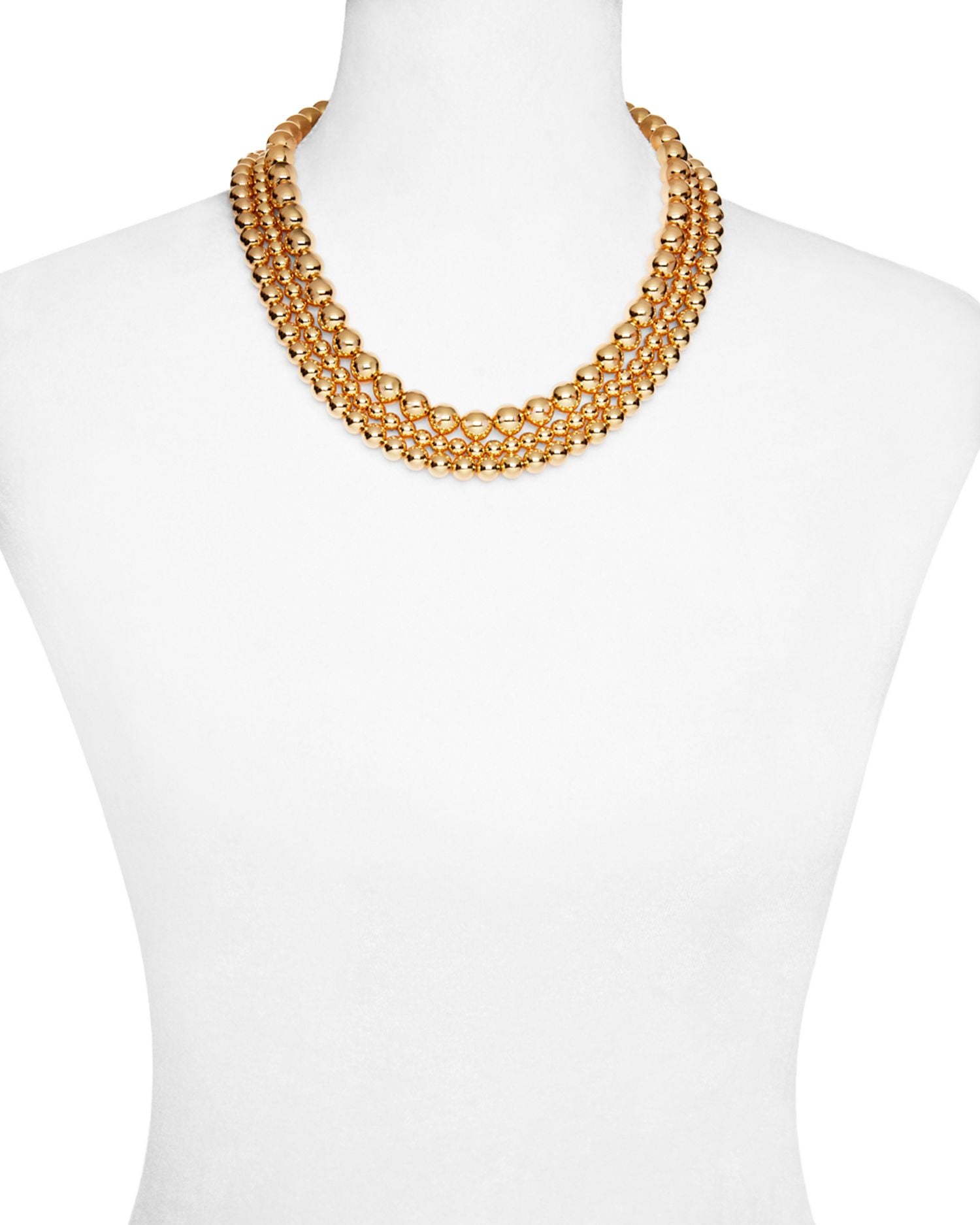Beaded Triple Row Strand Necklace, 17"