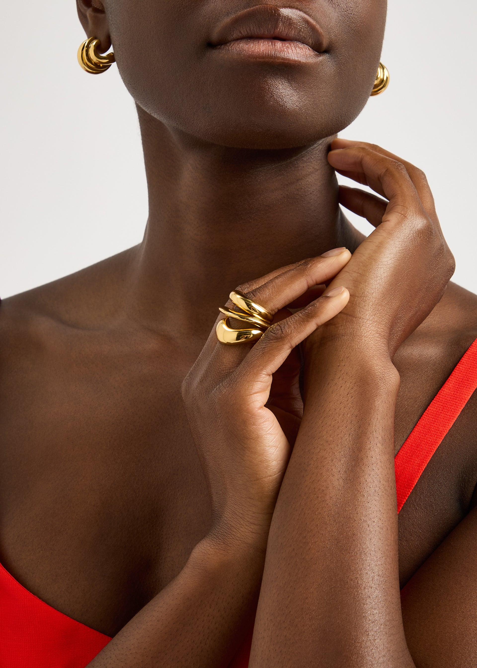 Post-Capital 14kt gold-plated rings - set of three