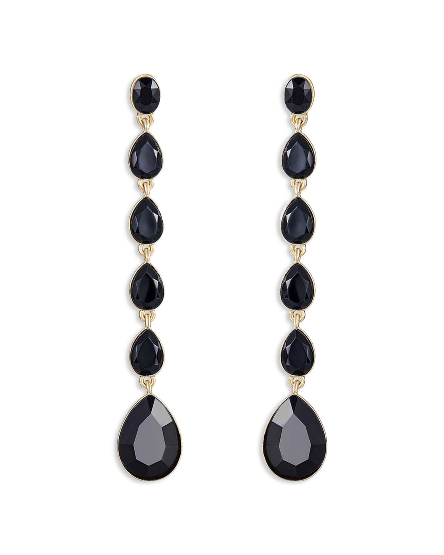 Crystallized Jet Crystal Linear Drop Earrings