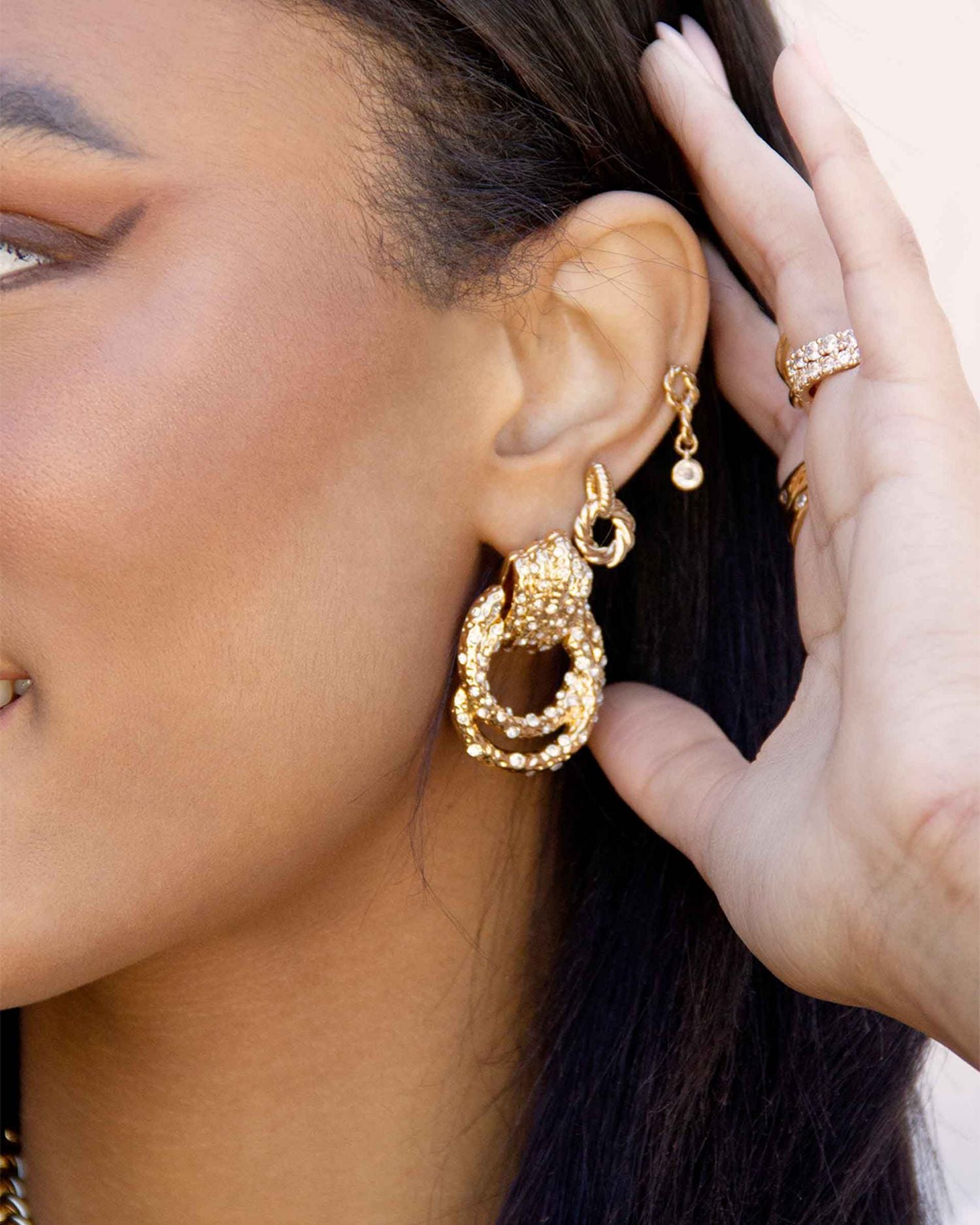 Only Royalty Pavé Doorknocker Drop Earrings