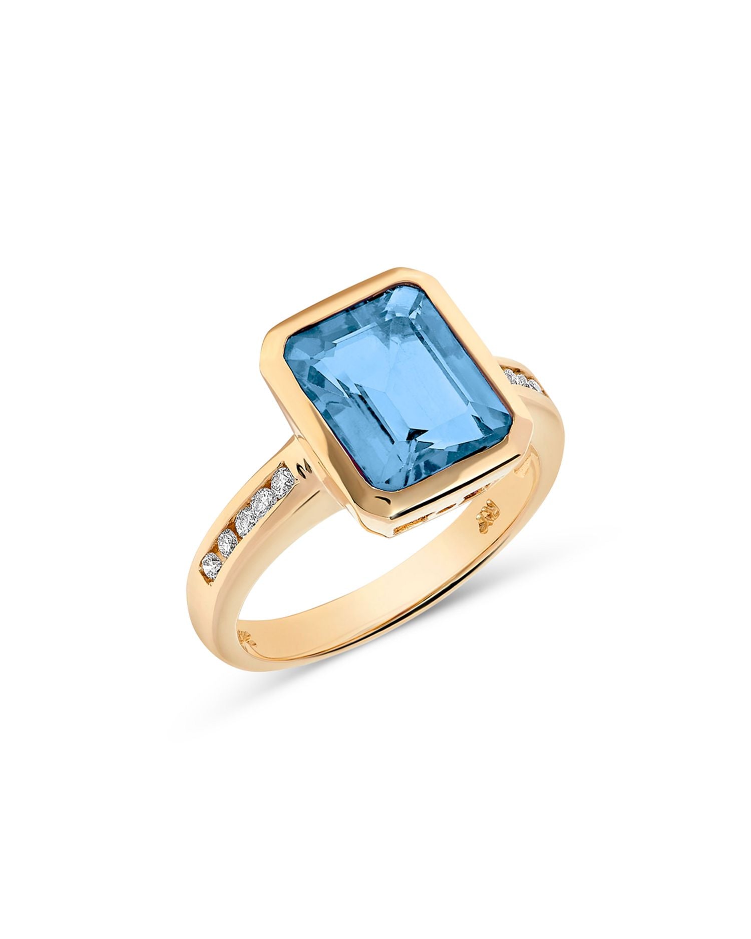 Blue Topaz & Diamond Statement Ring in 14K Yellow Gold