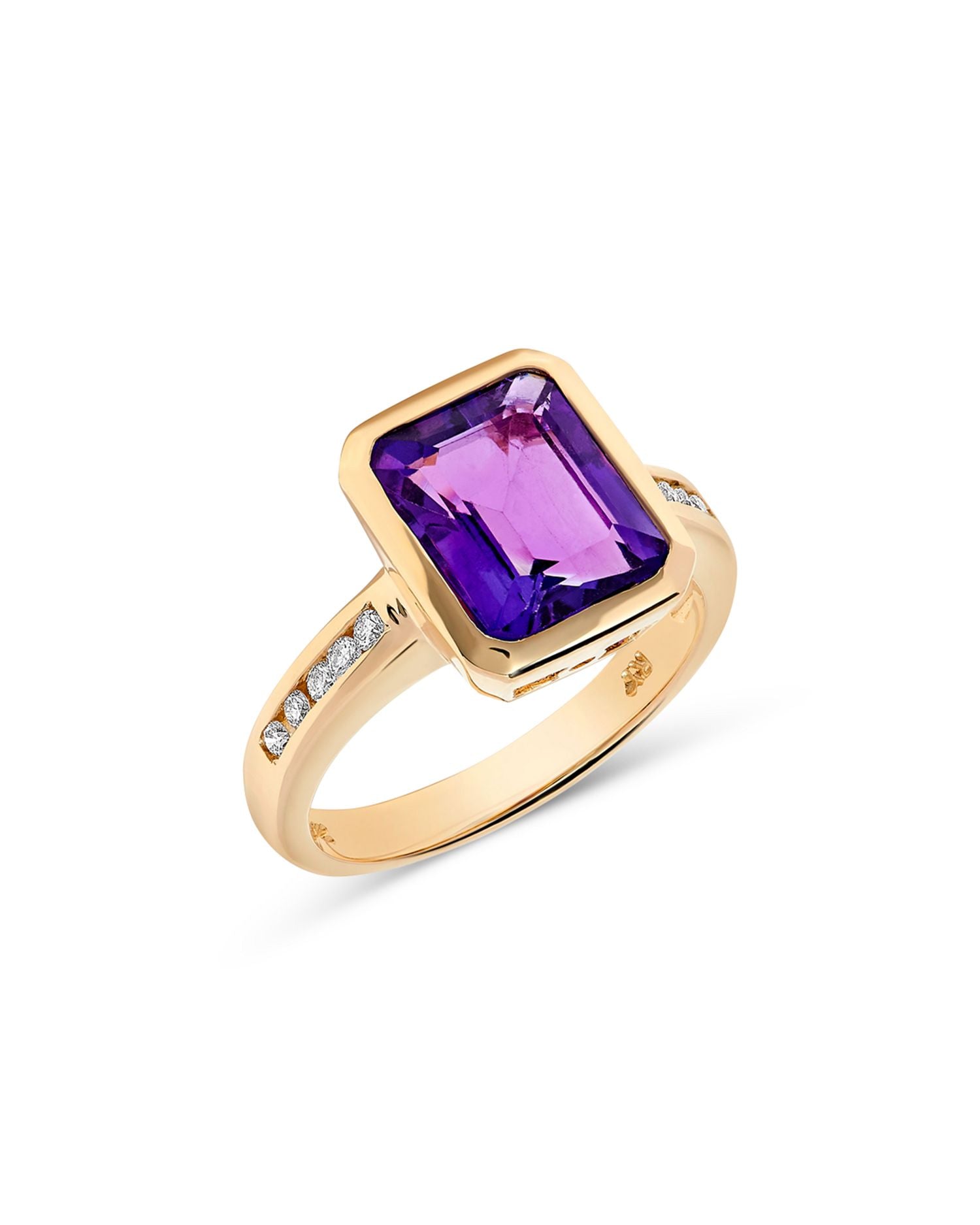 Amethyst & Diamond Statement Ring in 14K Yellow Gold