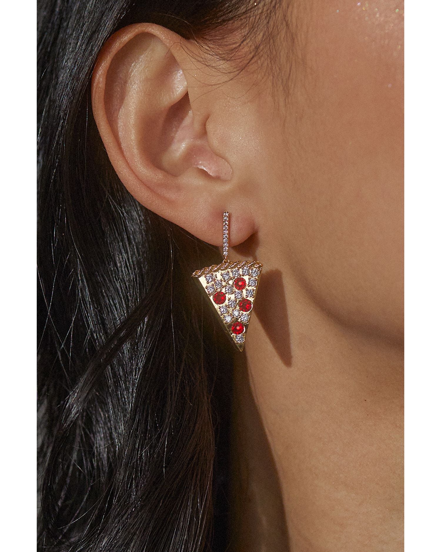 Foodie Pizza Drop Earrings, 1.4'L
