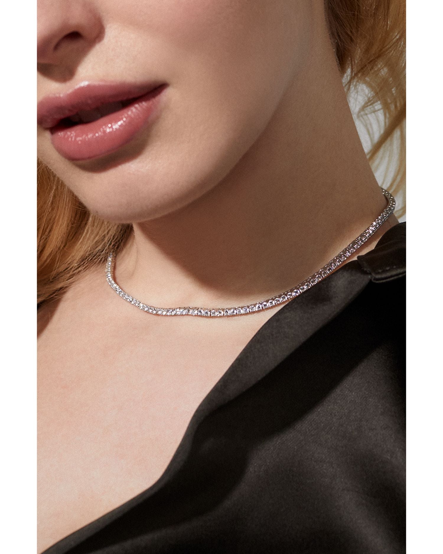 2.5mm Cubic Zirconia Tennis Necklace, 16"