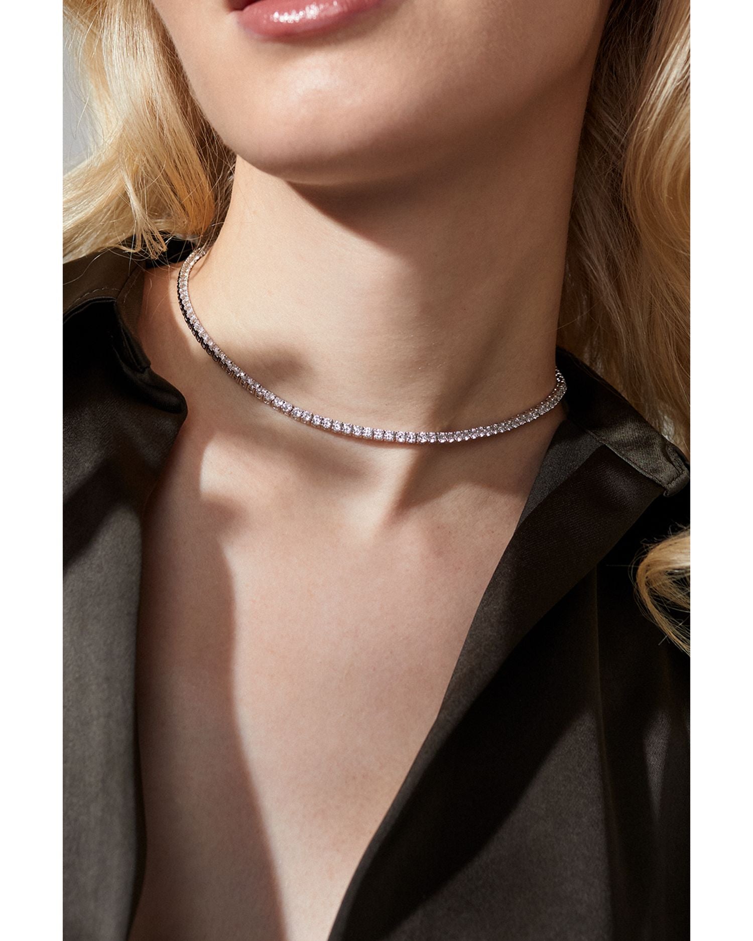 3mm Cubic Zirconia Tennis Necklace, 16"