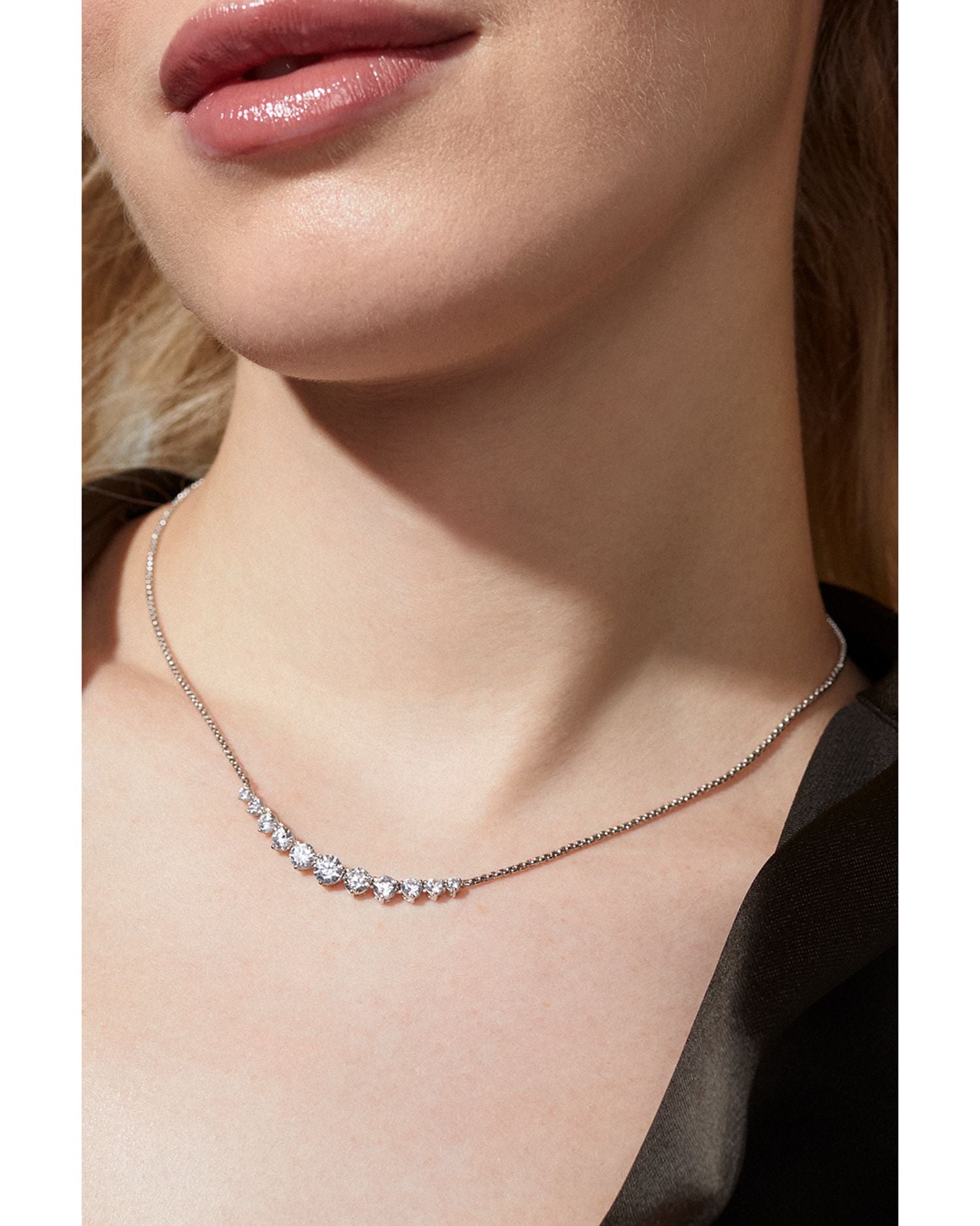 Perfect Tennis Graduated Cubic Zirconia Statement Necklace, 15"-18"