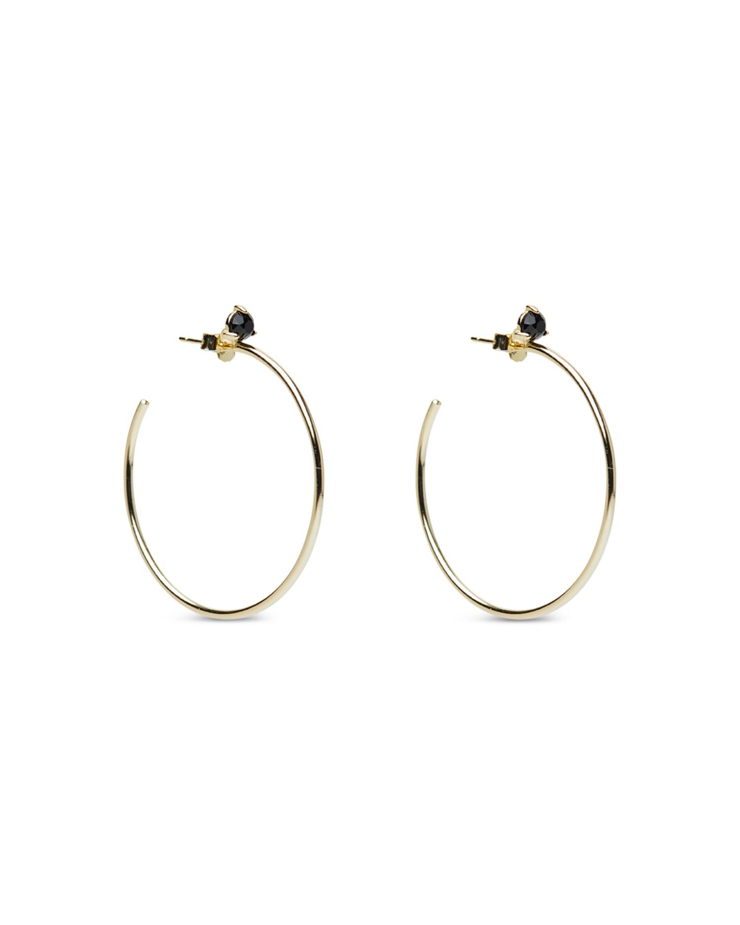Black Cubic Zirconia Stud Hoop Earrings
