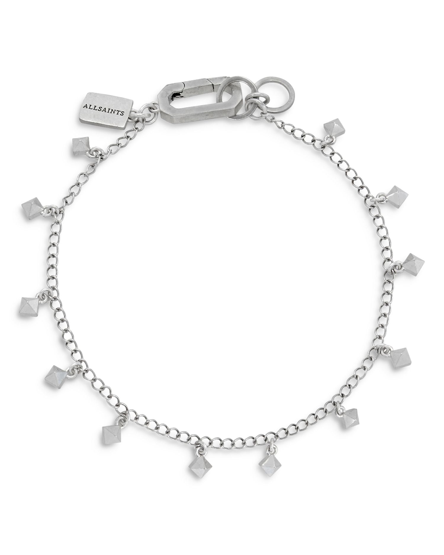 Sterling Silver Pyramid Charm Bracelet