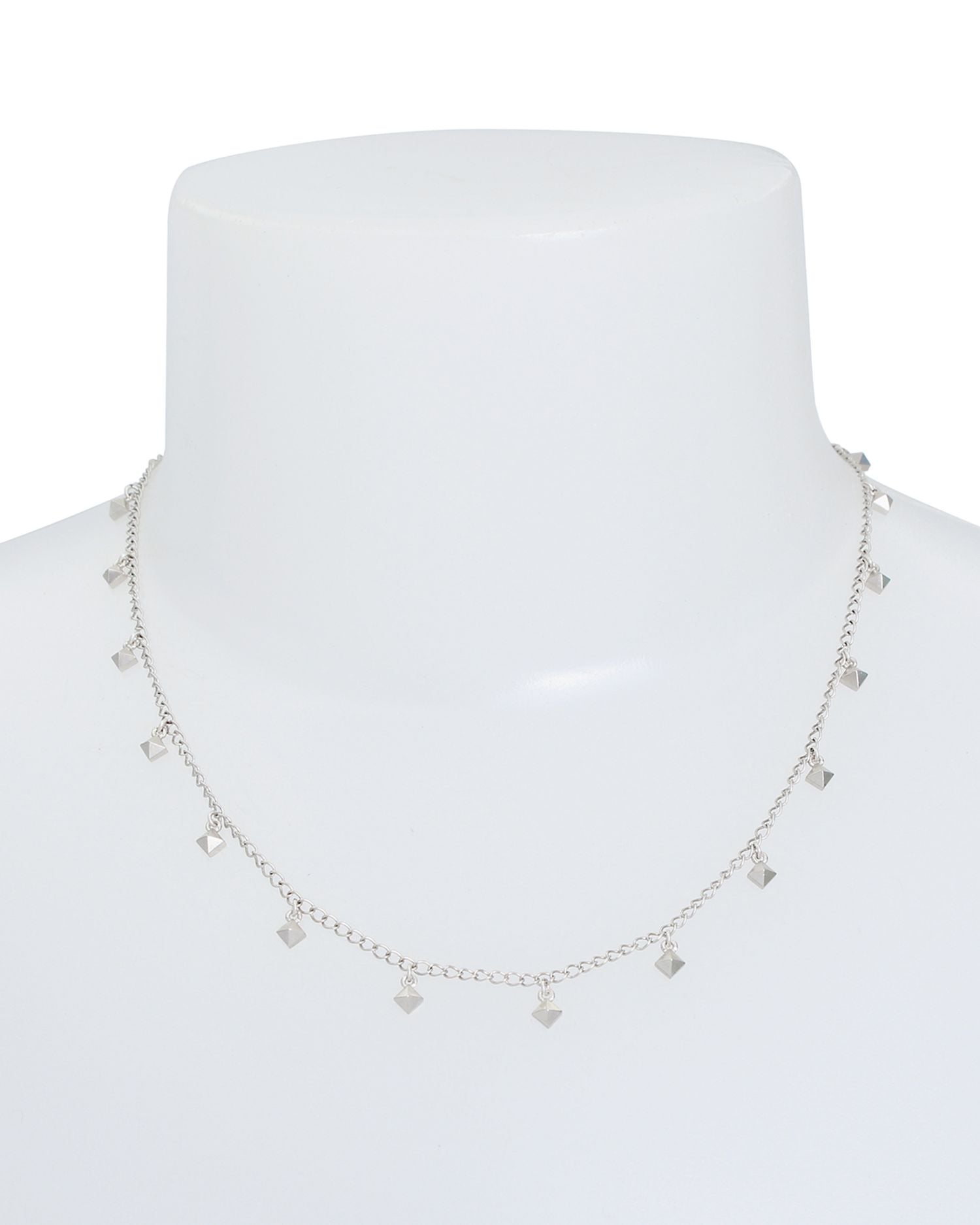 Sterling Silver Pyramid Charm Necklace, 17"