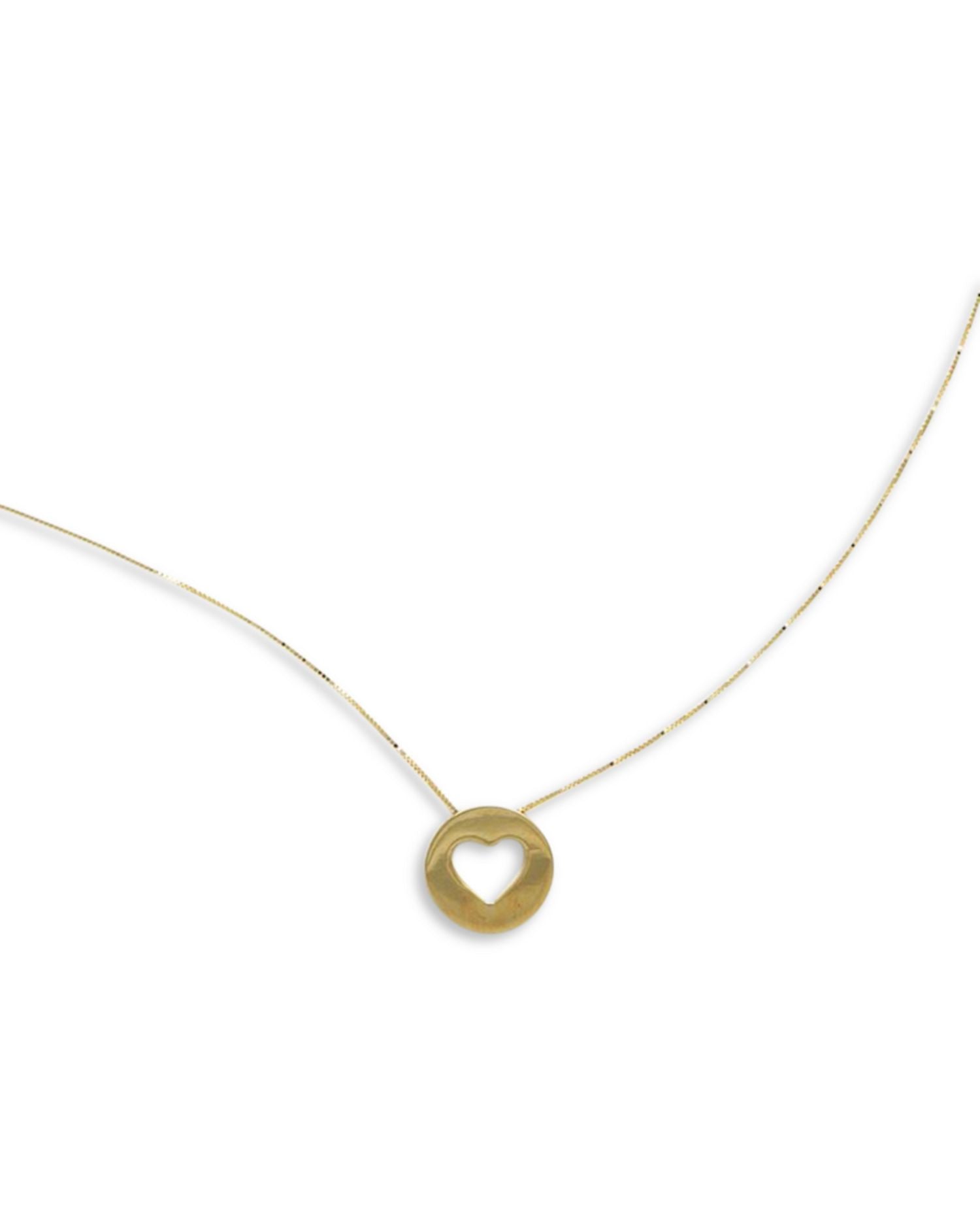 14K Yellow Gold Heart Cutout Pendant Necklace, 18'