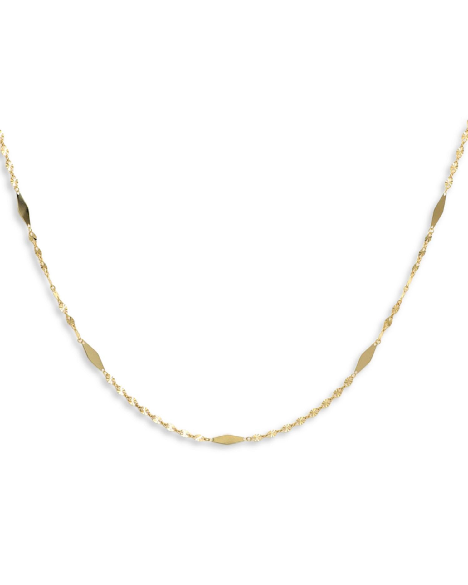 14K Yellow Gold Kite Design Station Statement Necklace, 18'