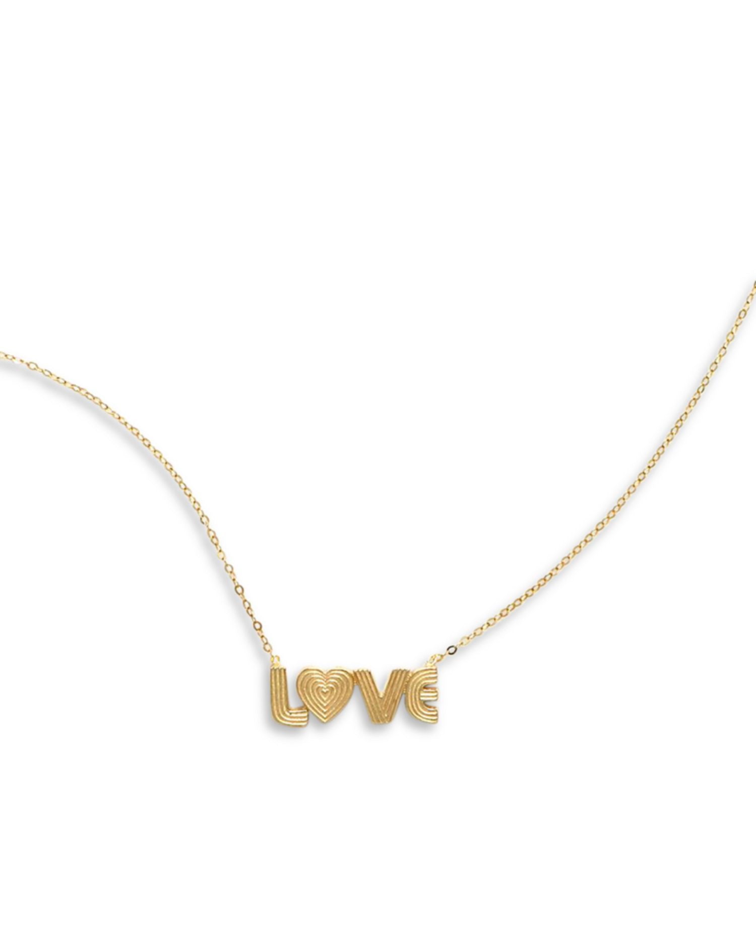 14K Yellow Gold Love Disco Pendant Necklace, 18'