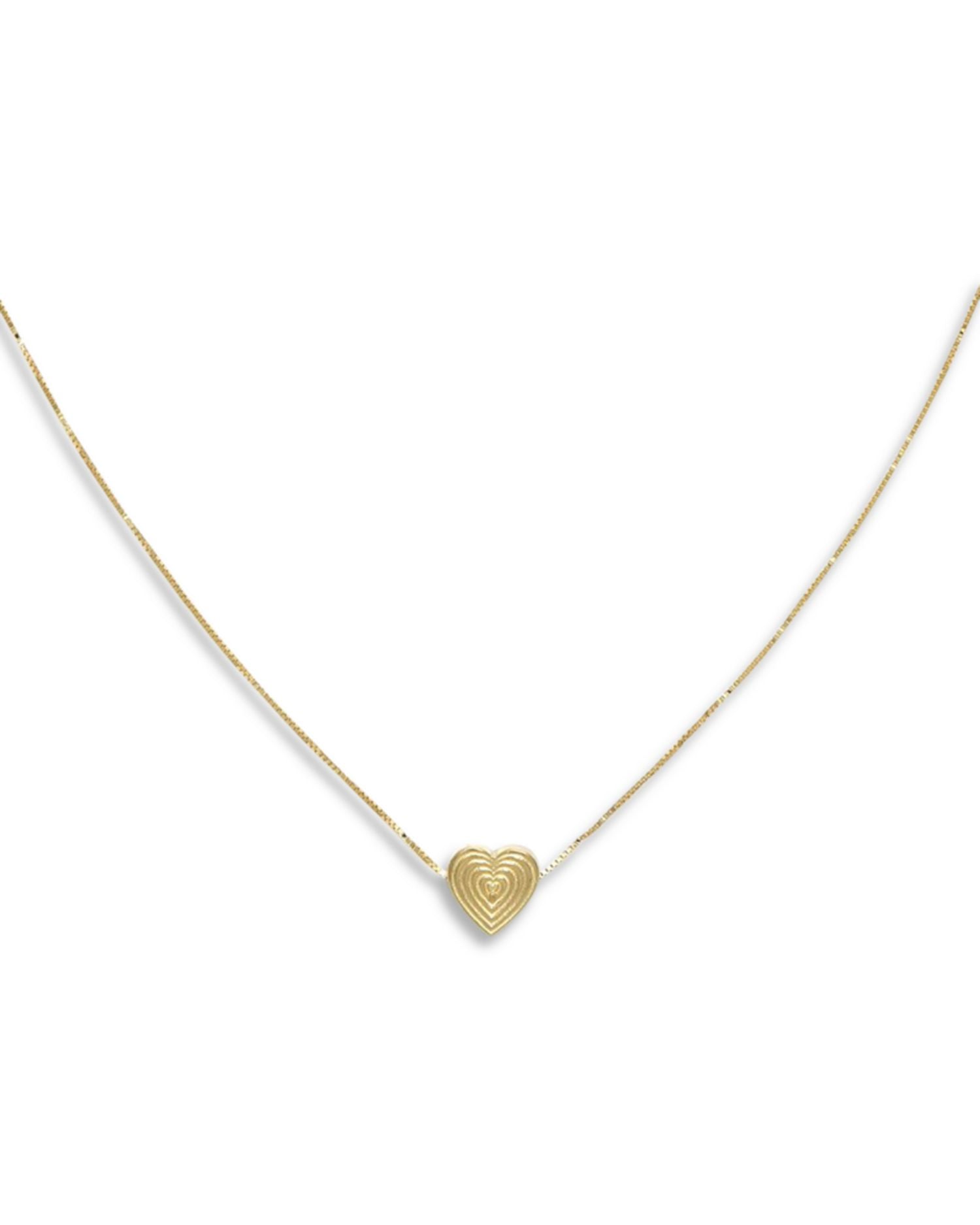 14K Yellow Gold Disco Heart Pendant Necklace, 18'
