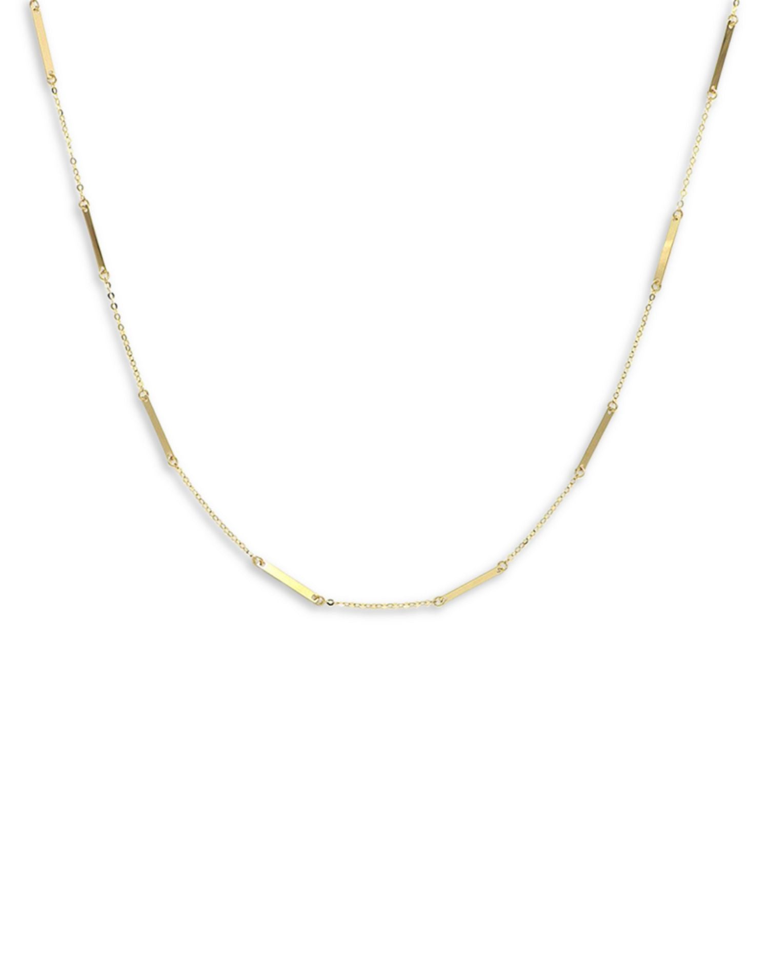 14K Yellow Gold Polished Bar Station Statement Necklace, 18'