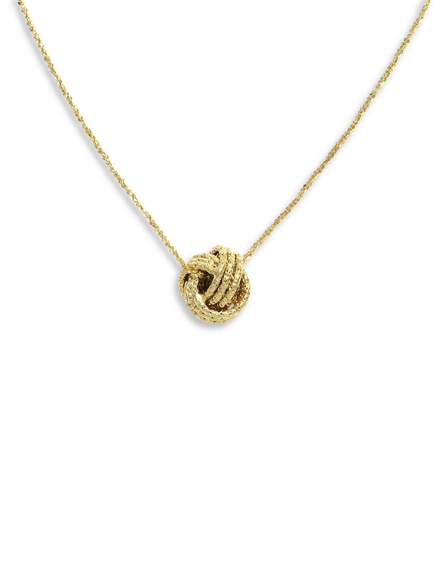 14K Yellow Gold Love Knot Pendant Necklace, 18'