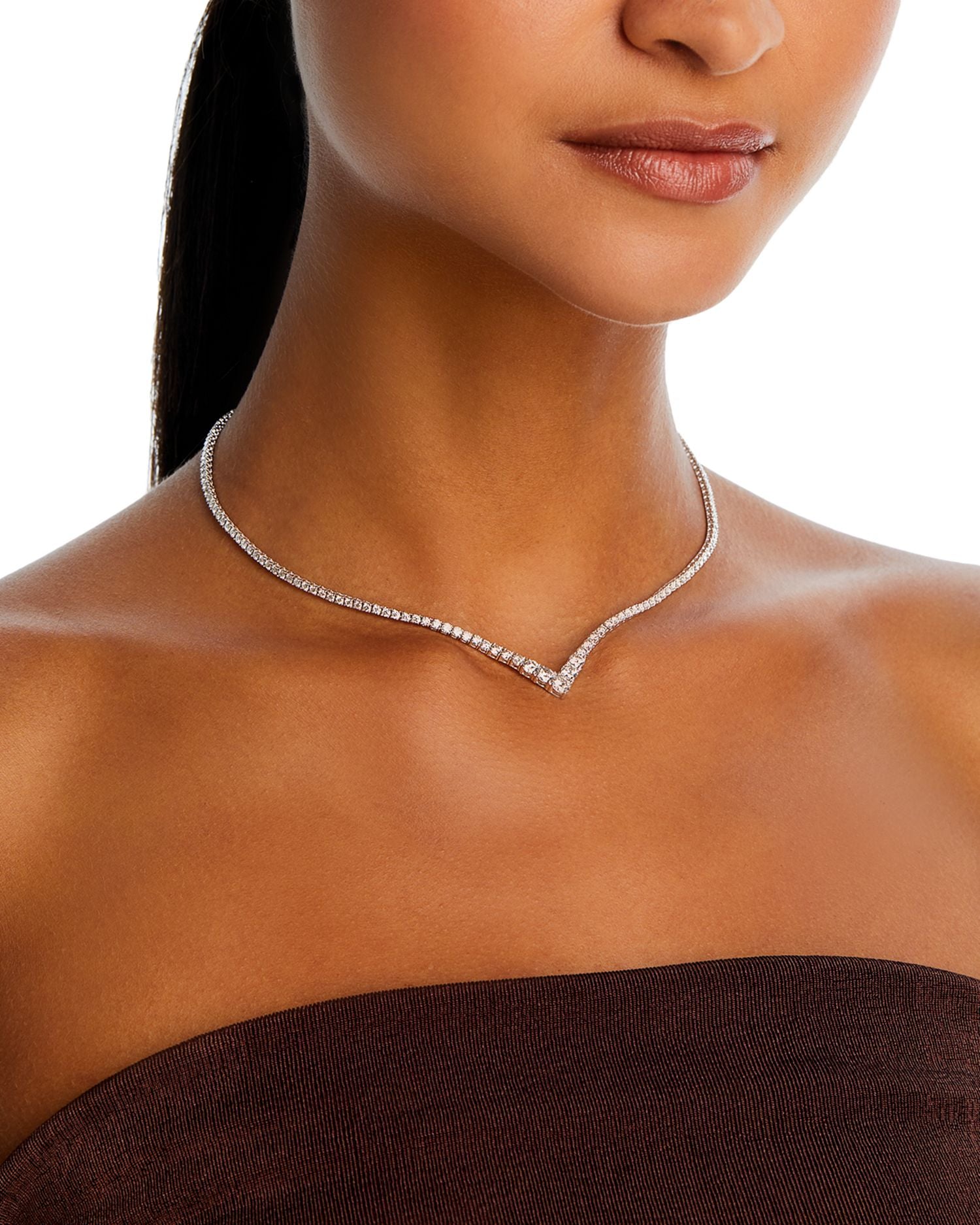Diamond Chevron Tennis Necklace in 14K Gold, 6.0 ct. t.w.