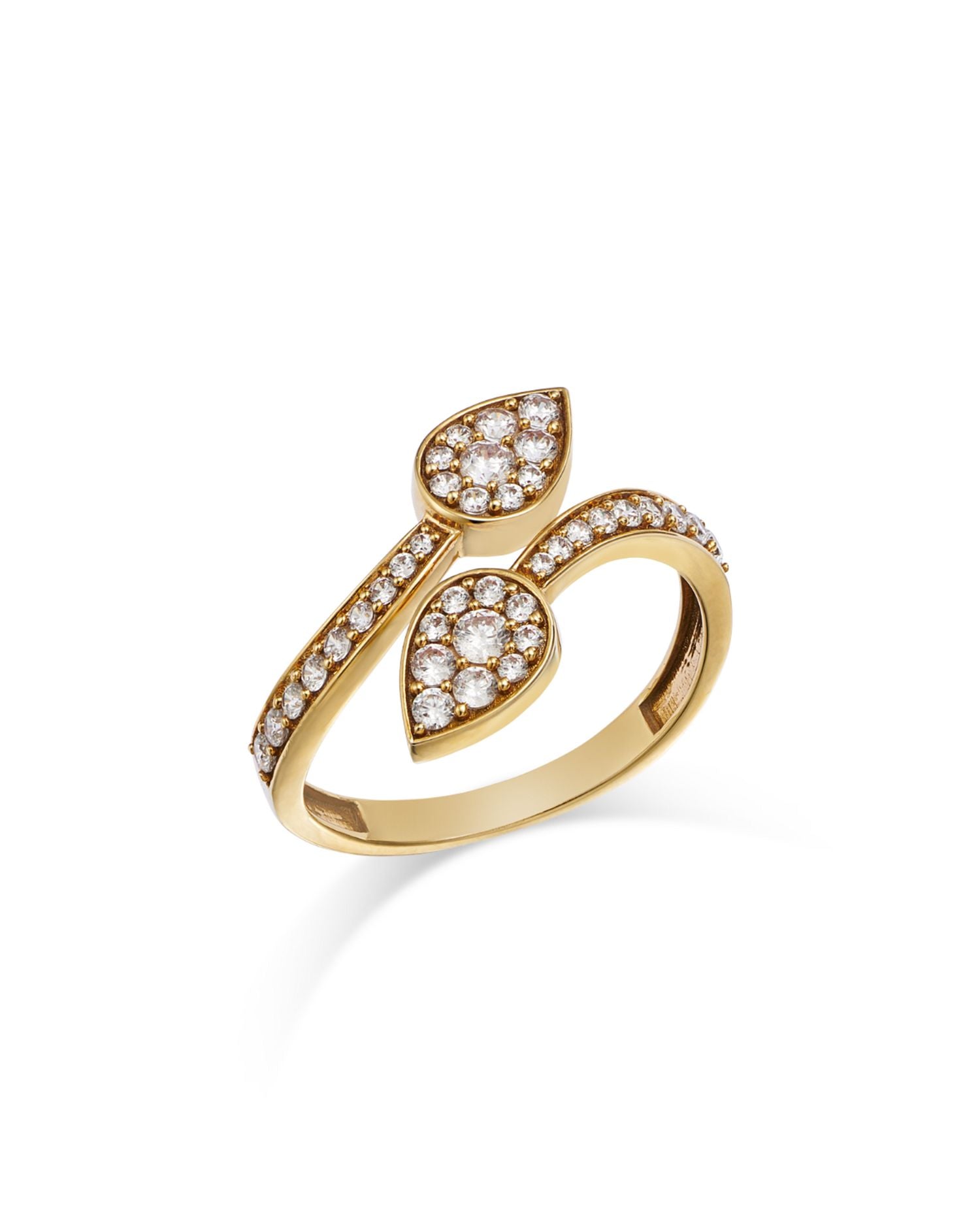 Diamond Leaf Bypass Ring in 14K Yellow Gold, 0.45 ct. t.w. - Exclusive