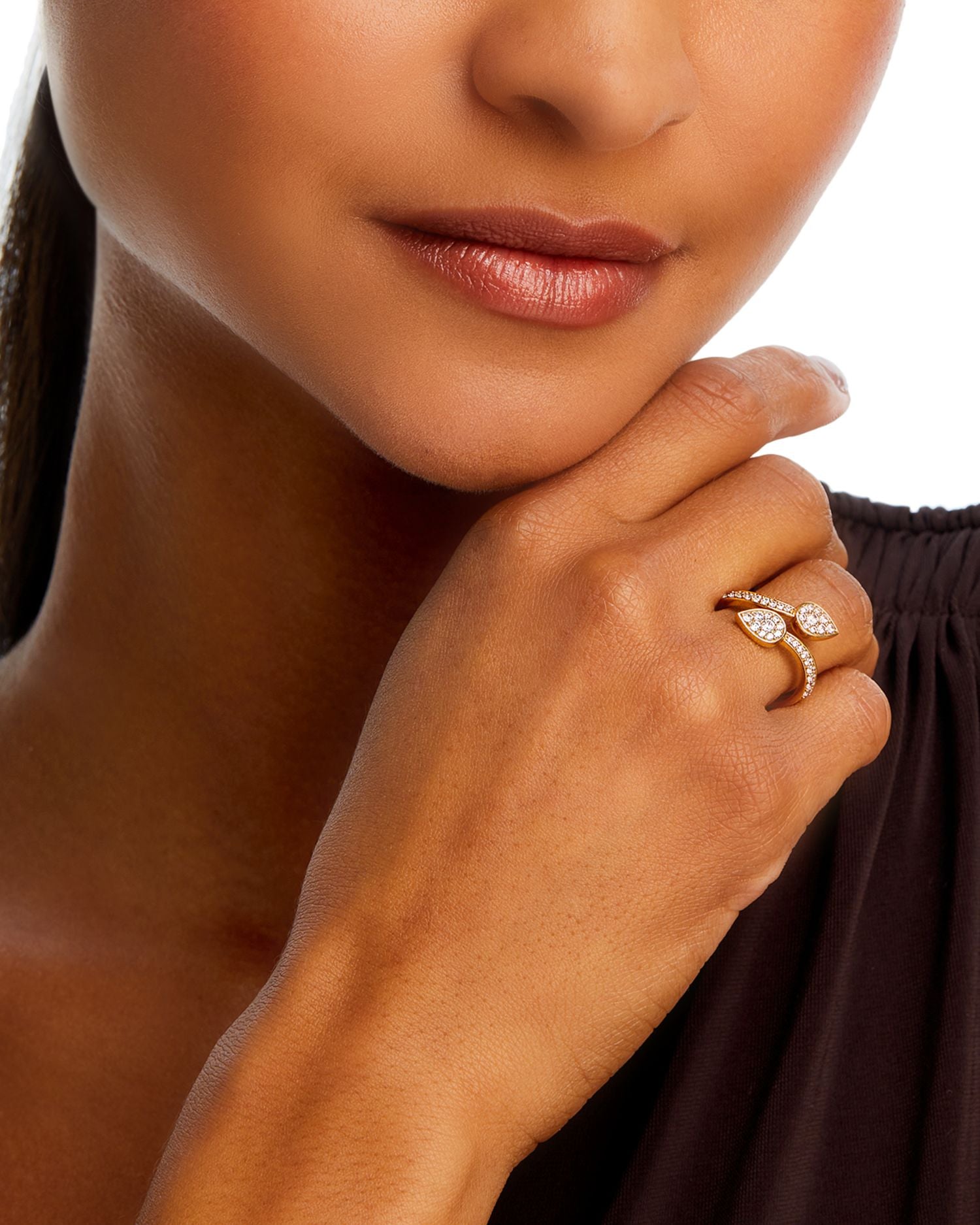 Diamond Leaf Bypass Ring in 14K Yellow Gold, 0.45 ct. t.w. - Exclusive