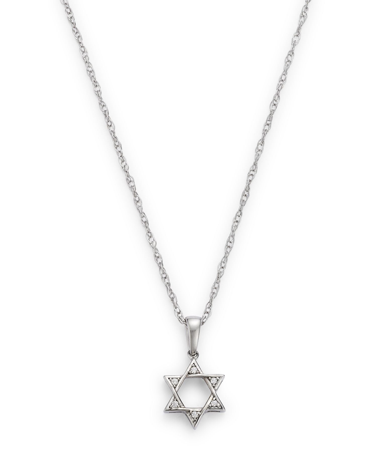 Diamond Accent Star of David Pendant Necklace in 14K White Gold, 18' - Exclusive