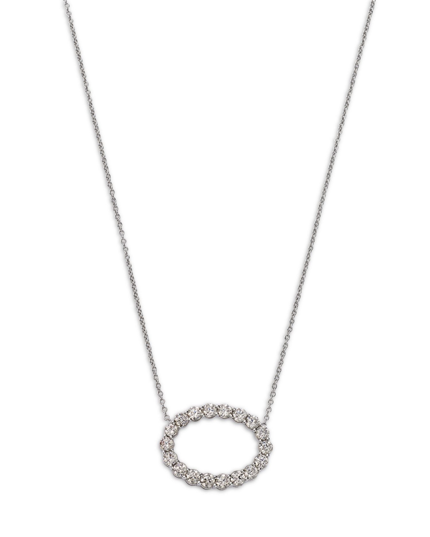 Diamond Open Oval Pendant Necklace in 14K White Gold, 18' - Exclusive