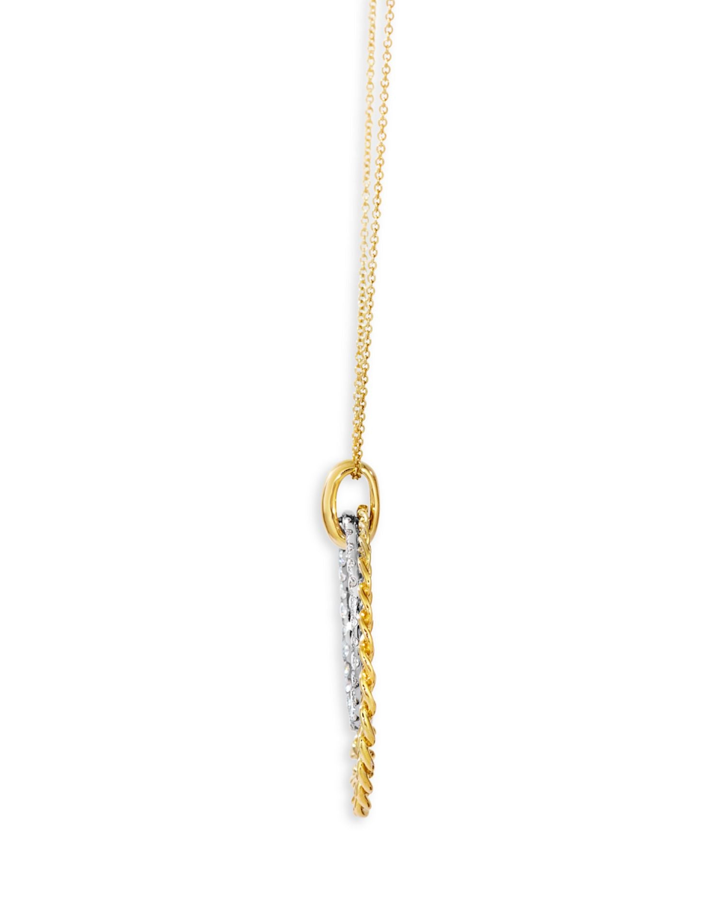 Diamond Pavé Double Oval Pendant Necklace in 14K Yellow Gold, 0.60 ct. t.w.