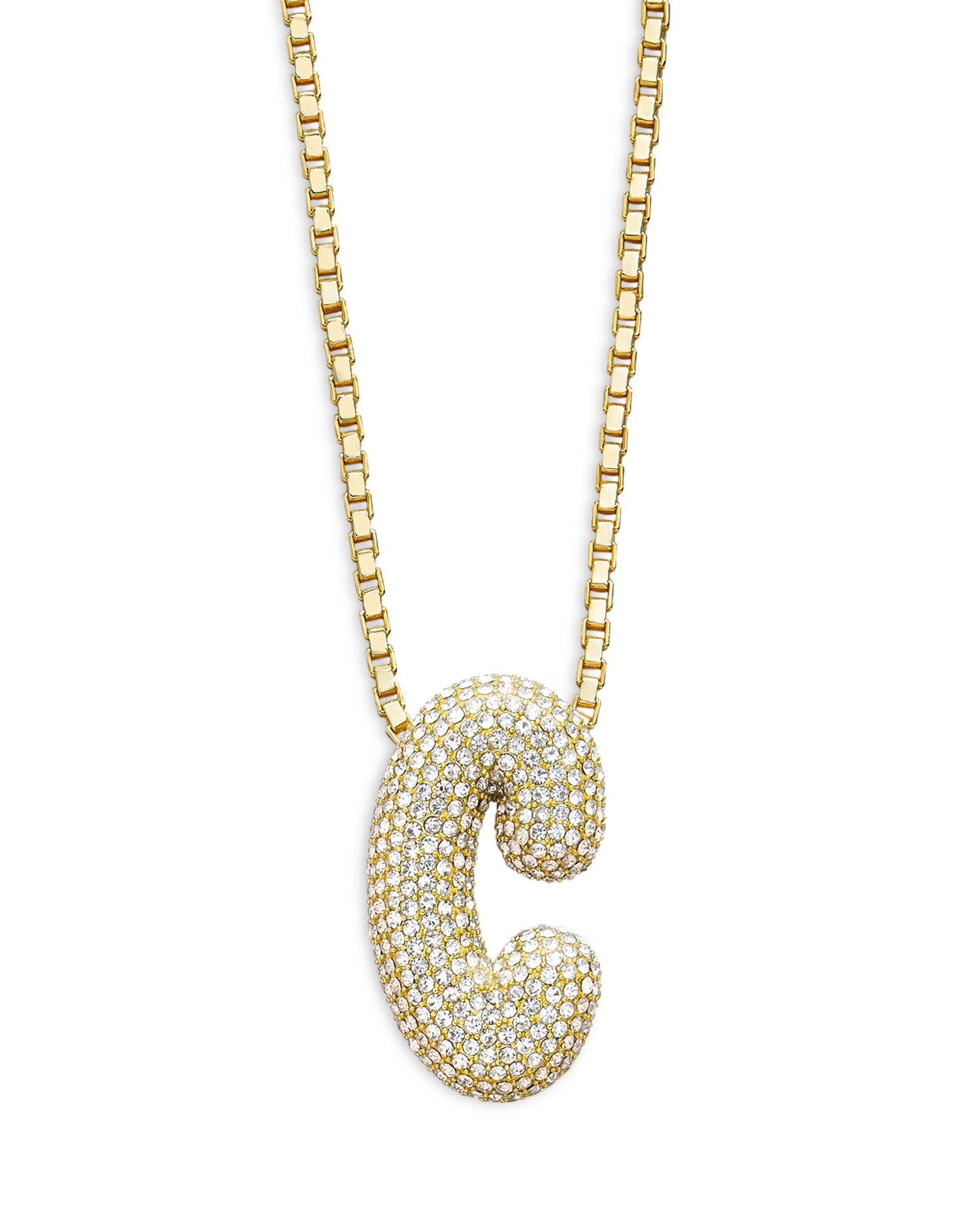 Pavé Bubble Initial Pendant Necklace, 18'-21'