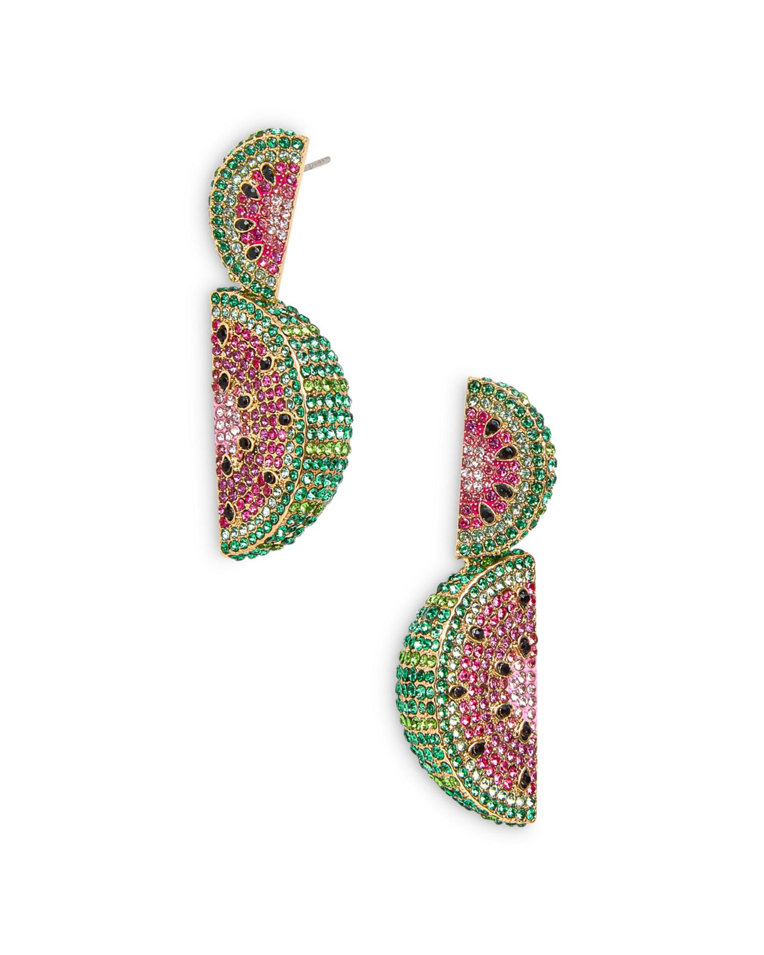Once In A Melon Crystal Watermelon Slice Drop Earrings