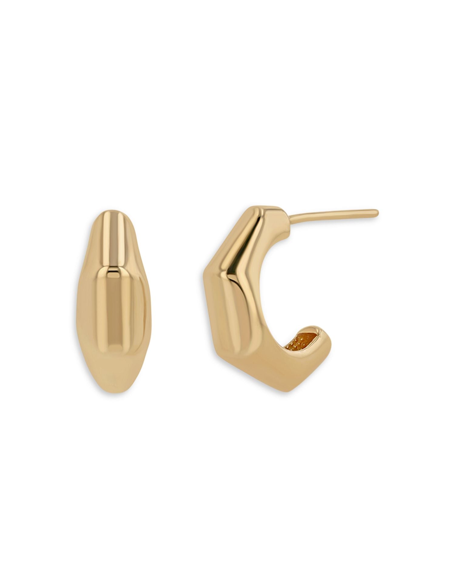 14K Yellow Gold Medium Wide Hoop Earrings