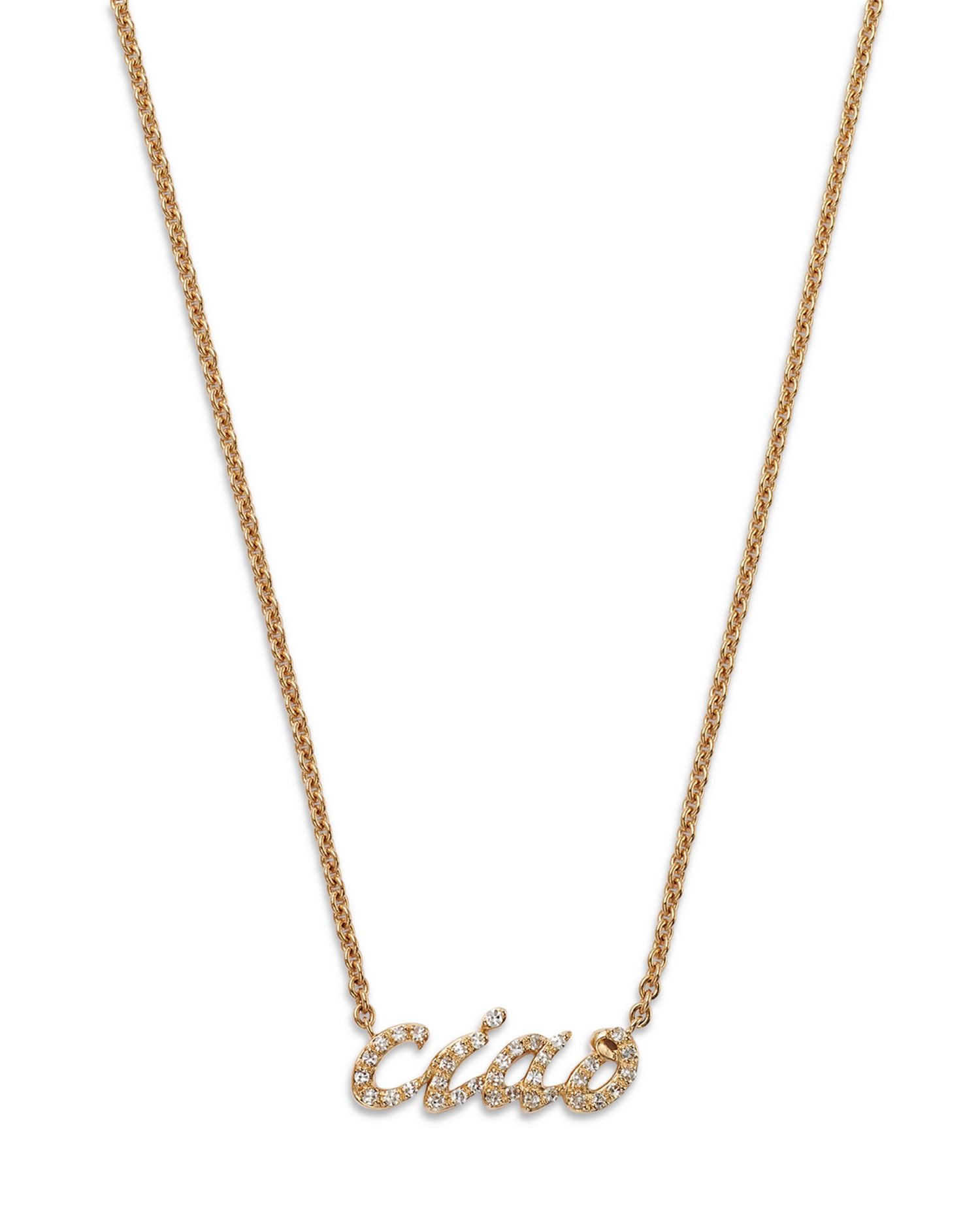 Diamond 'Ciao' Pendant Necklace in 14K Yellow Gold, 0.15 ct. t.w. - Exclusive