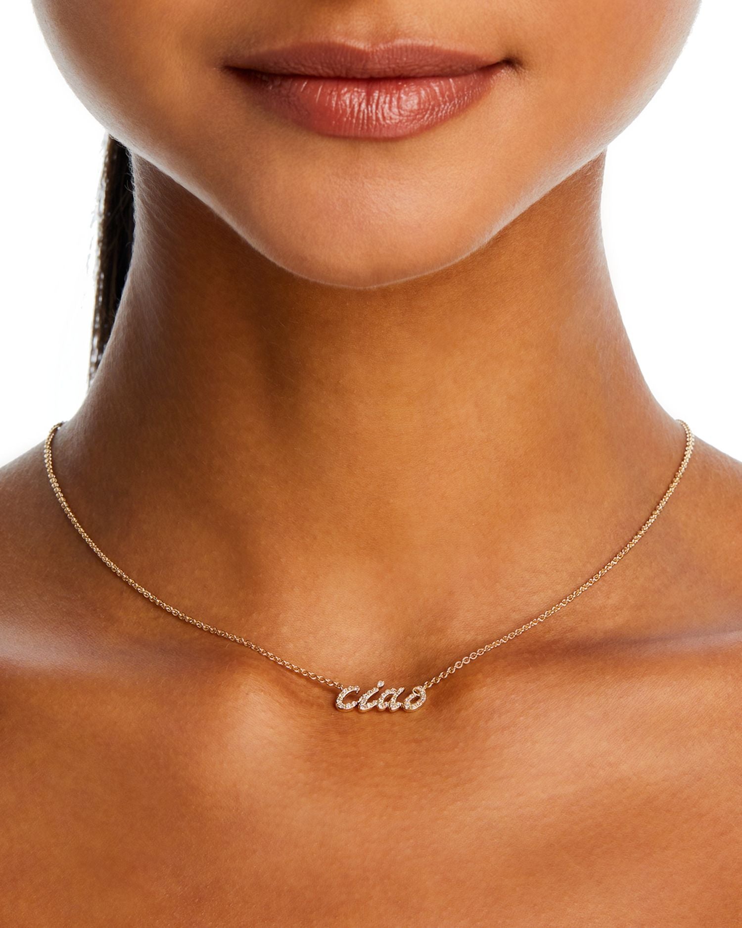 Diamond 'Ciao' Pendant Necklace in 14K Yellow Gold, 0.15 ct. t.w. - Exclusive