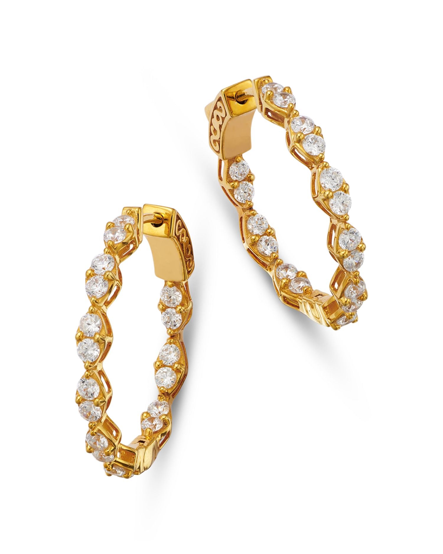 Diamond Inside Out Hoop Earrings in 14K Yellow Gold, 1.50 ct. t.w. - Exclusive