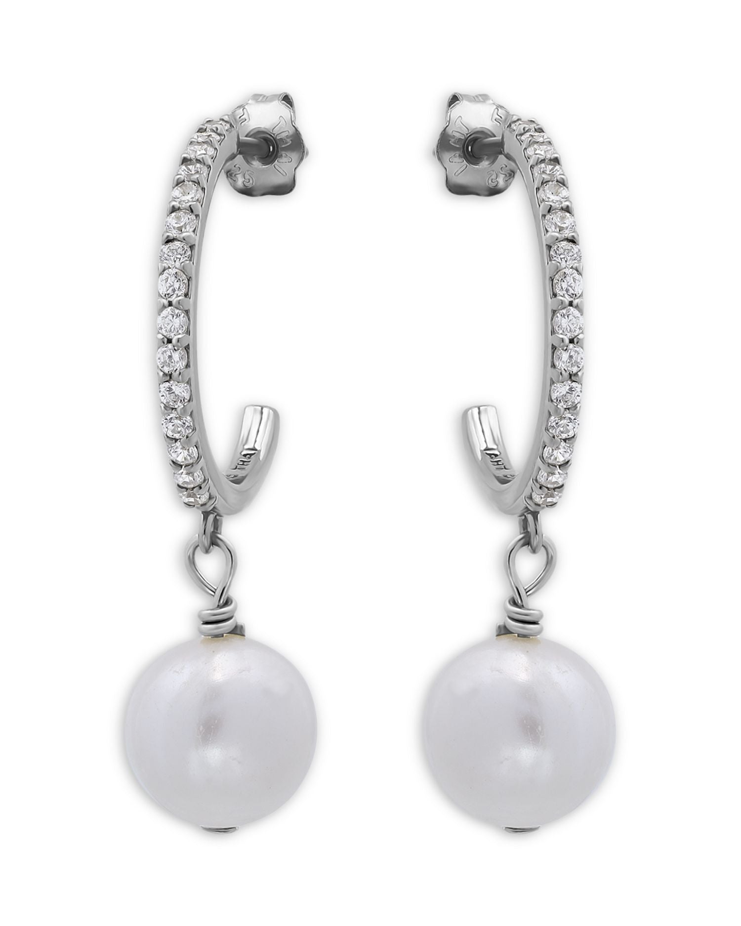 Cultured Freshwater Pearl Charm Pavé Hoop Earrings - Exclusive